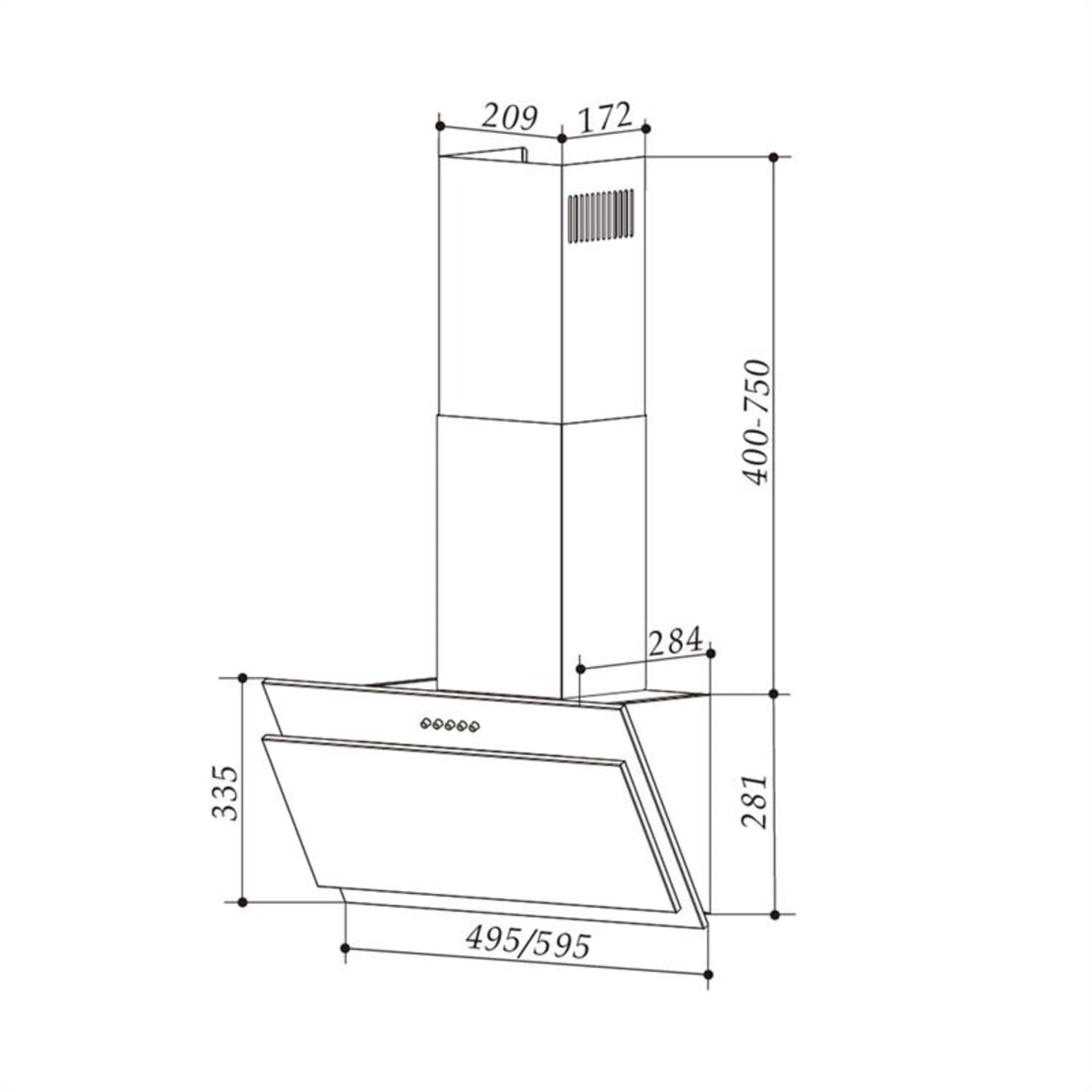 Alessia Cappa Aspirante Inclinata 350 m³/h Push Control nero 