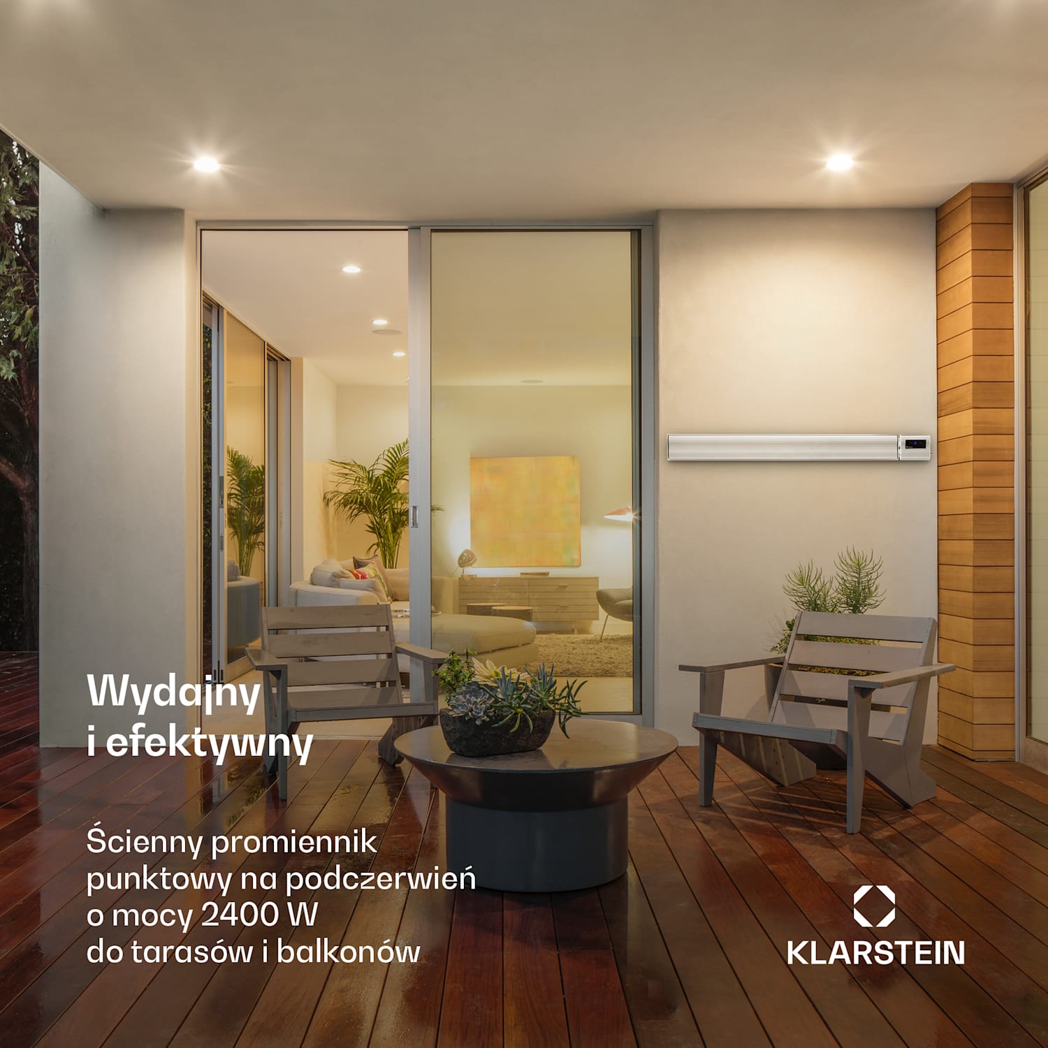 CosmicBeam Plus, promiennik podczerwieni tarasowy, grzejnik, ścienny/sufitowy, 2400 W, IP44, pilot 2400 W | Nie | Biały