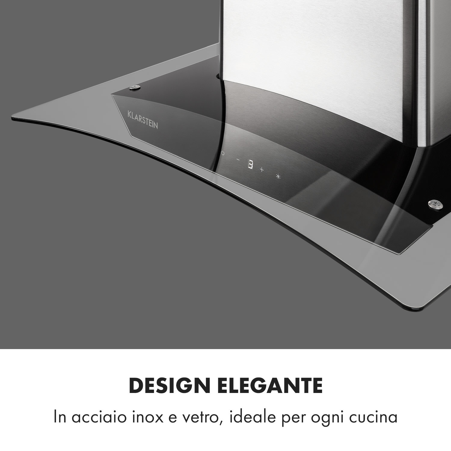 Eclipse cappa aspirante 600 m³/h 3 livelli di potenza acciaio inox nero 