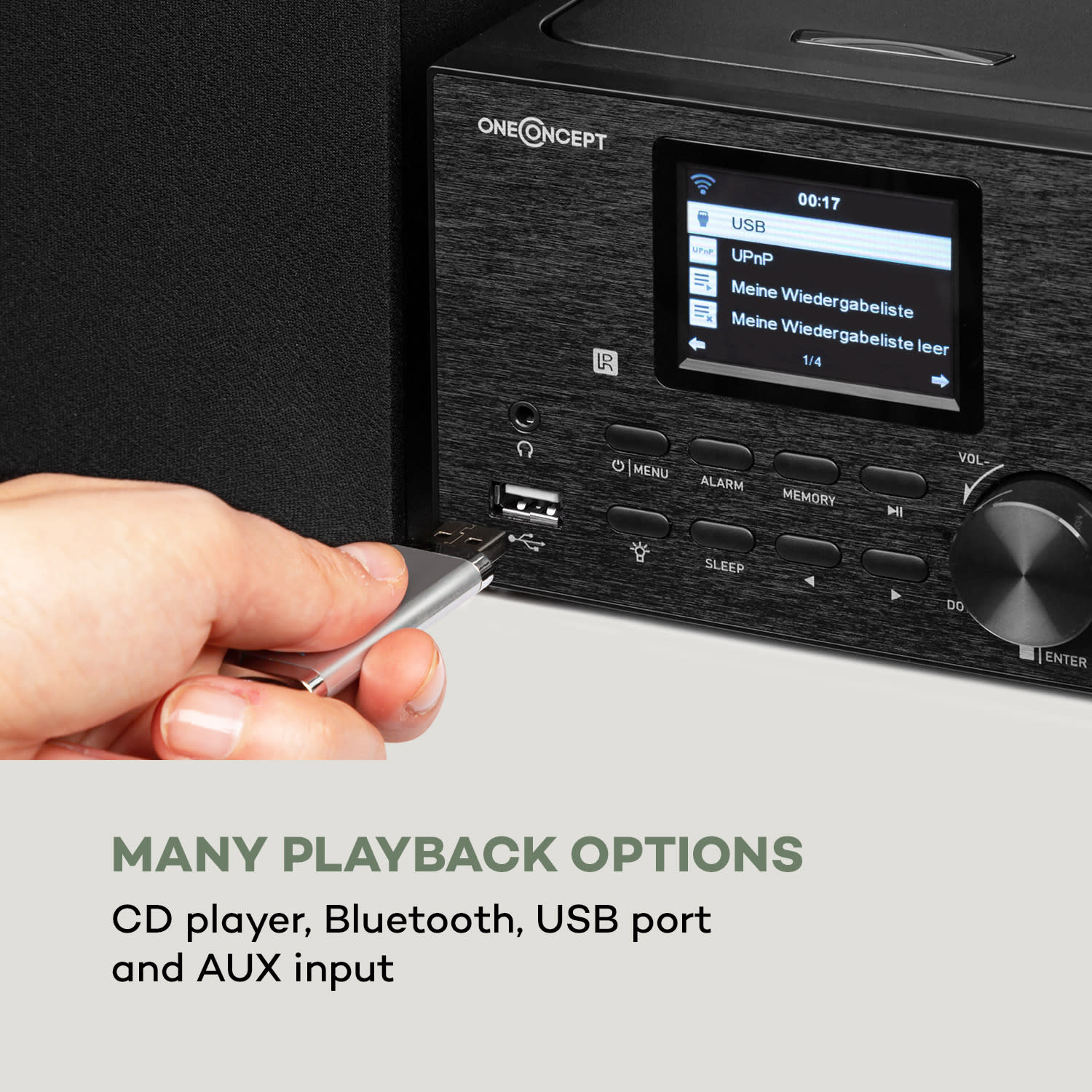 Streamo, stereo sistem z internetnim radiom, WLAN, DAB+, FM, CD-predvajalnik, BT, črna