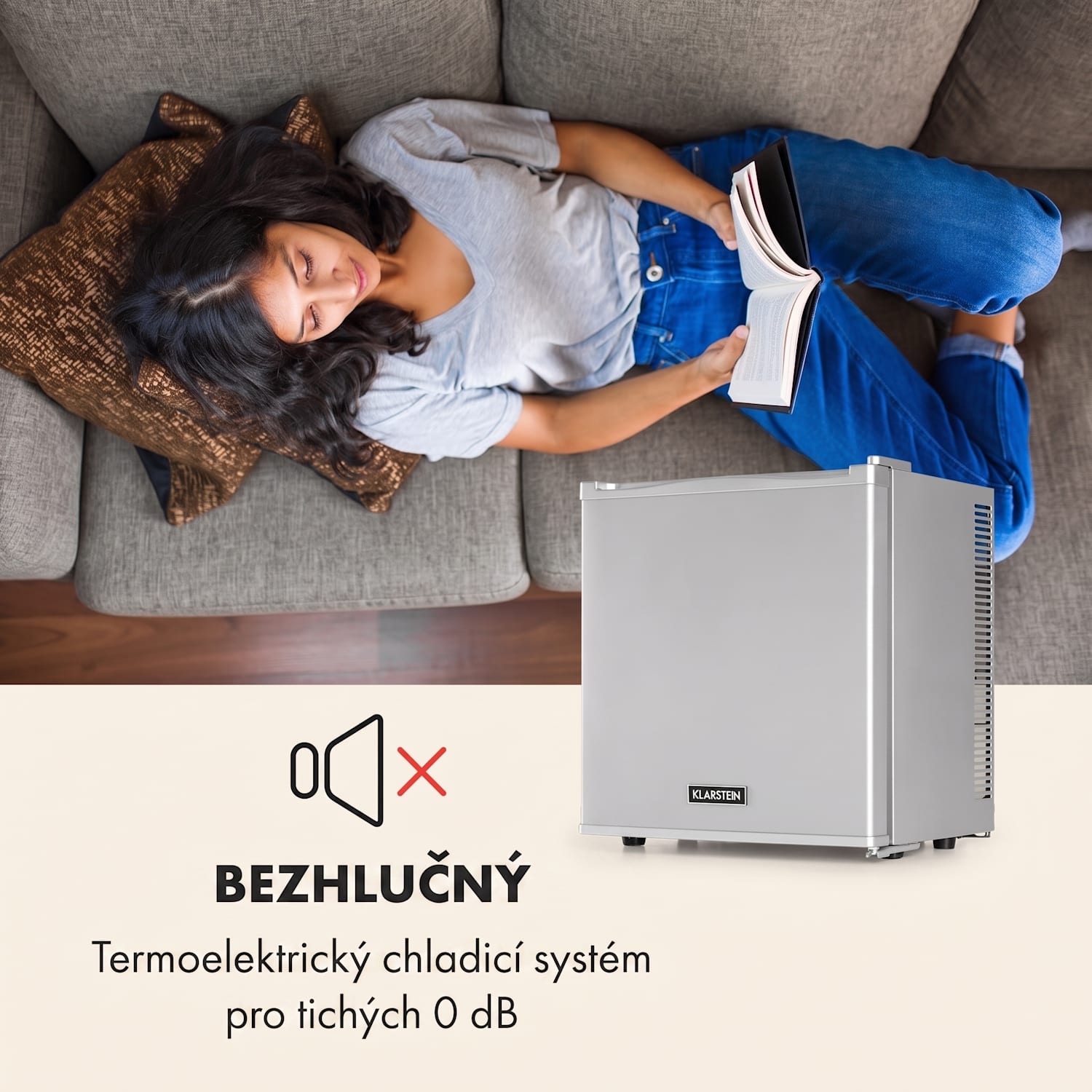 Secret Cool, mini lednice, minibar, 13 l, energetická třída G, 22 dB, stříbrná Stříbrná metalíza