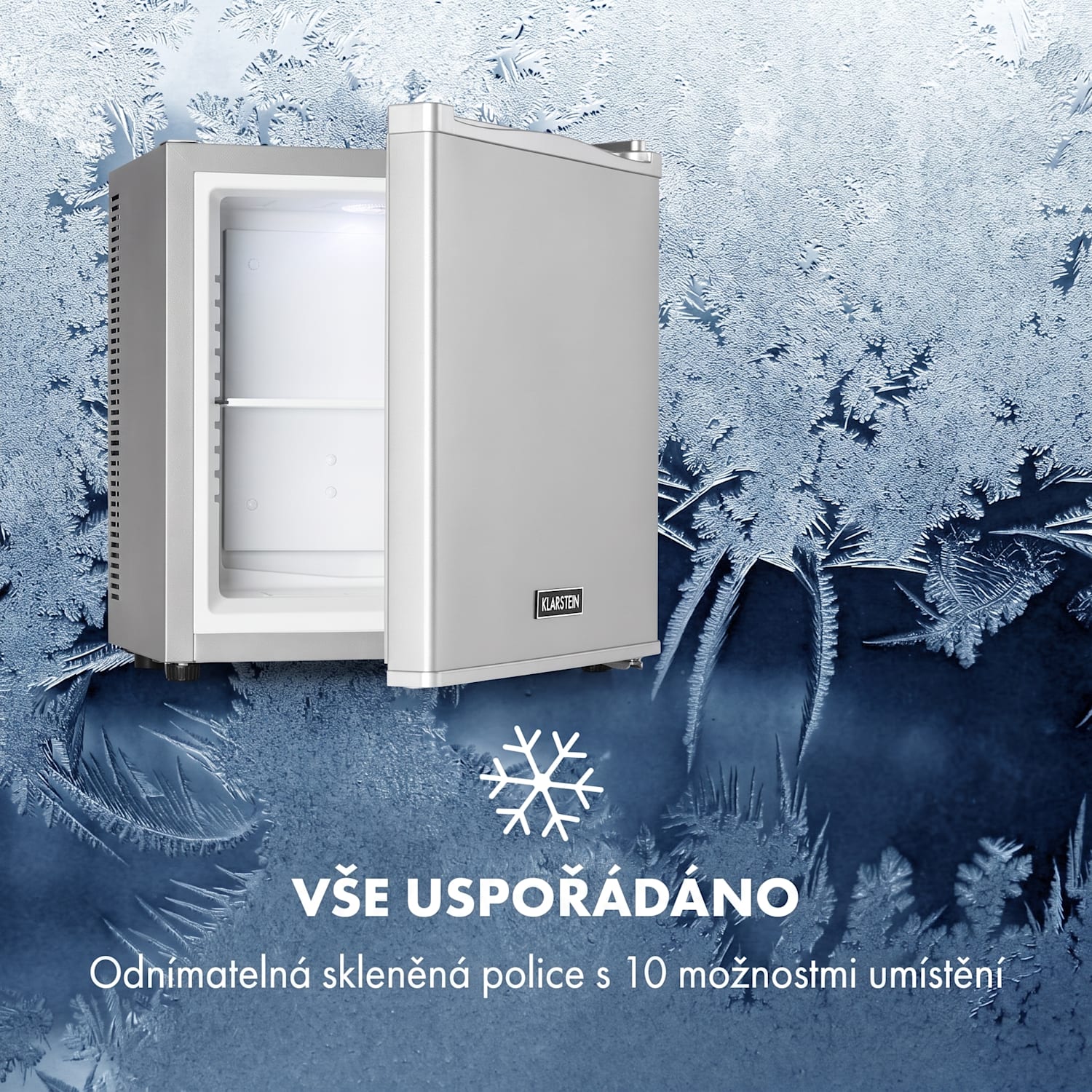 Secret Cool, mini lednice, minibar, 13 l, energetická třída G, 22 dB, stříbrná Stříbrná metalíza