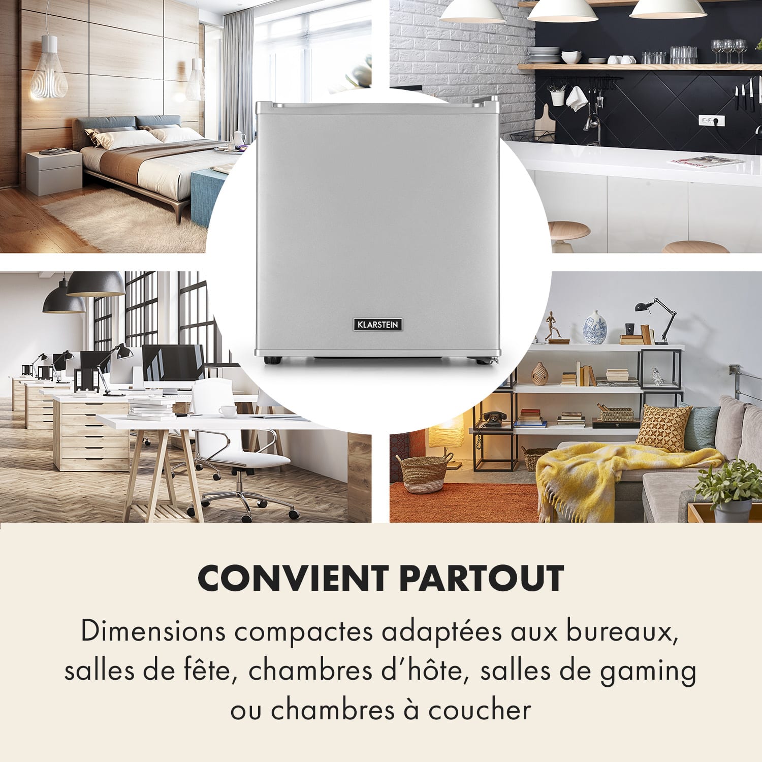Secret Cool Mini-frigo Mini Bar 13l 22dB 2 étages Argent Métallisé
