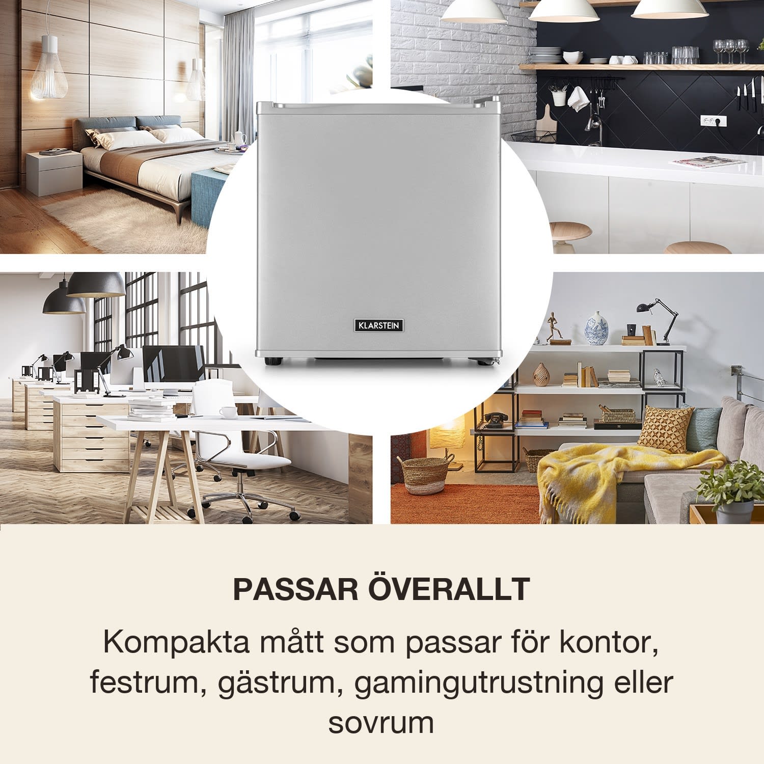 Secret Cool Minikylskåp Minibar 13 l 22 dB 2 hyllplan Silver Metallic