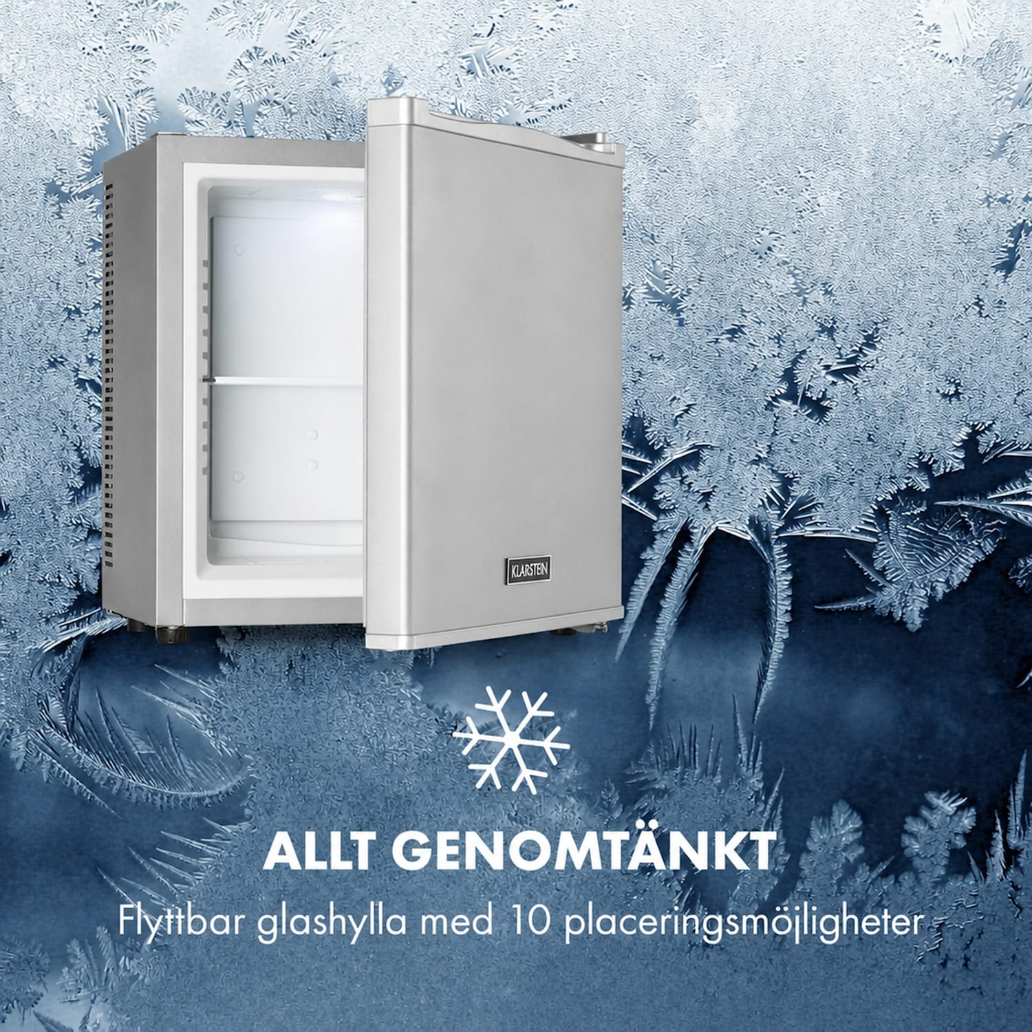 Secret Cool Minikylskåp Minibar 13 l 22 dB 2 hyllplan Silver Metallic