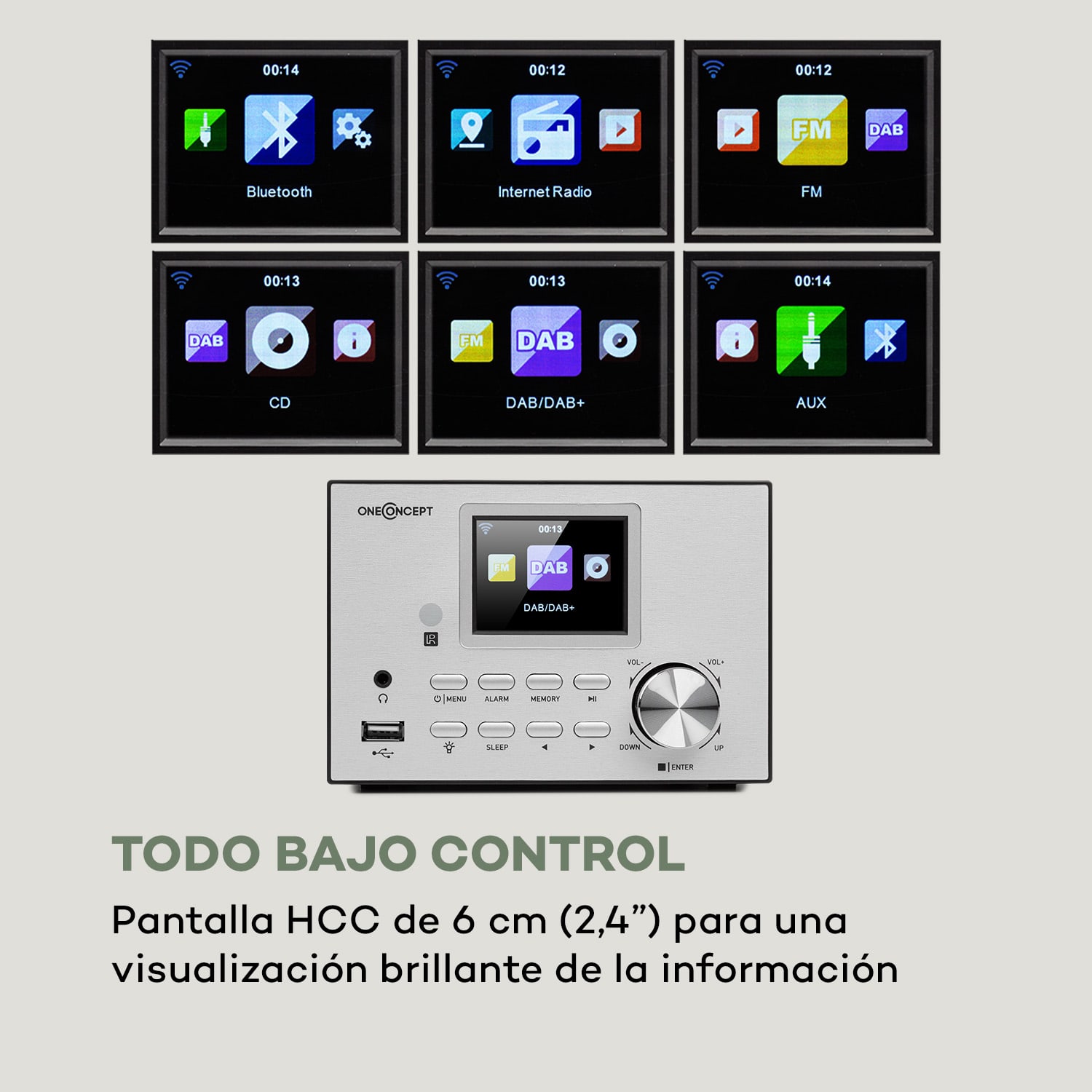 Streamo Equipo estéreo con radio de internet WLAN DAB+ FM Reproductor de CD Bluetooth Plateado 