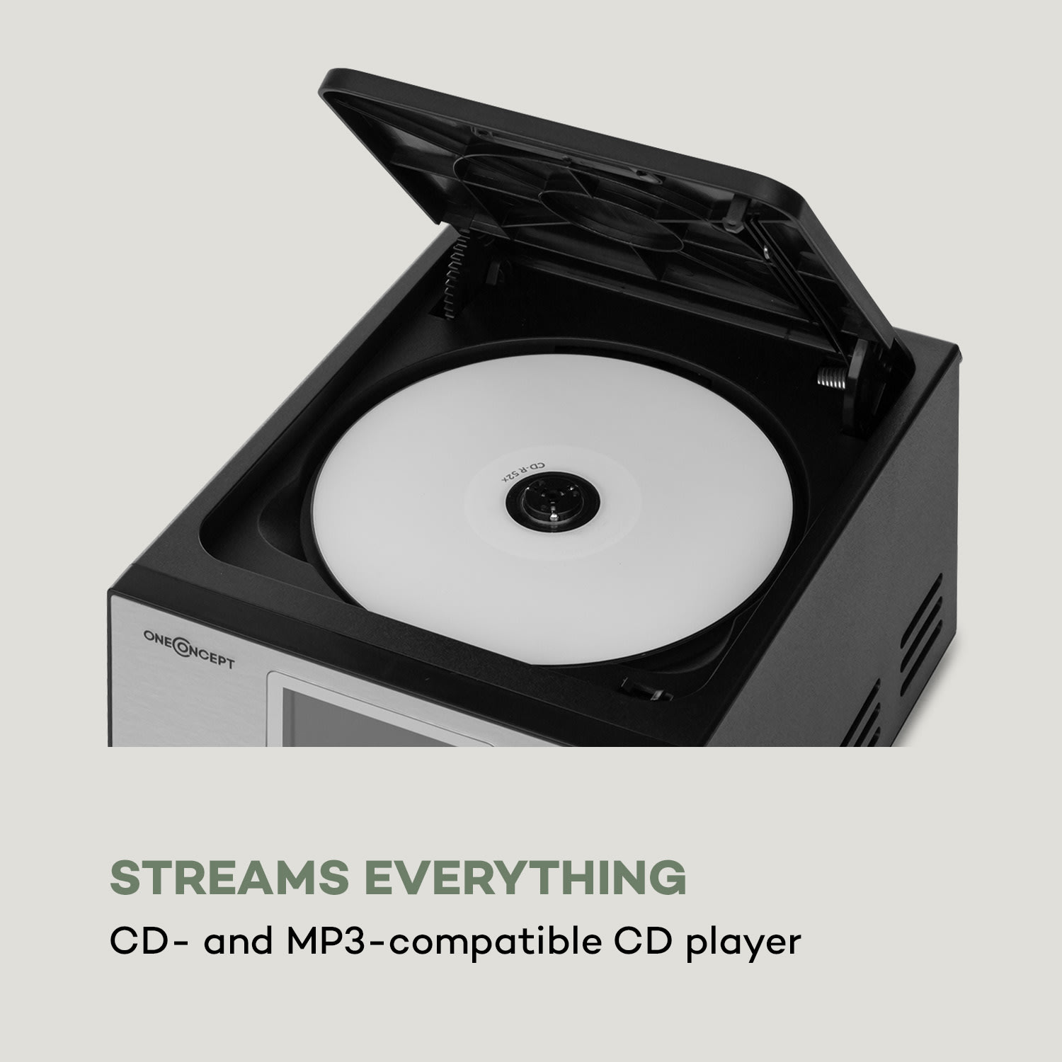 Streamo, sztereó rendszer internet rádióval, WLAN, DAB+, FM, CD lejátszó, BT, ezüstszínű 