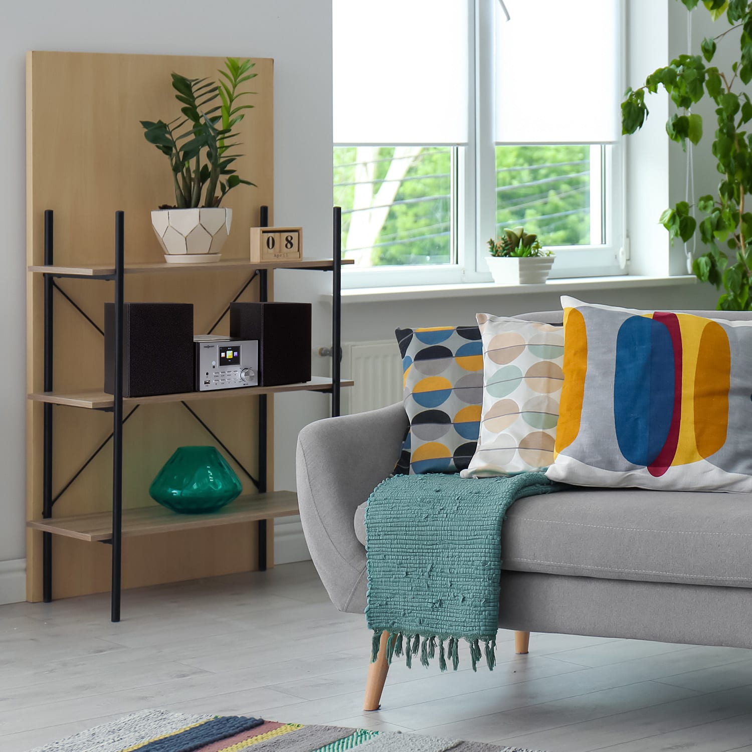 Streamo Equipo estéreo con radio de internet WLAN DAB+ FM Reproductor de CD Bluetooth Plateado