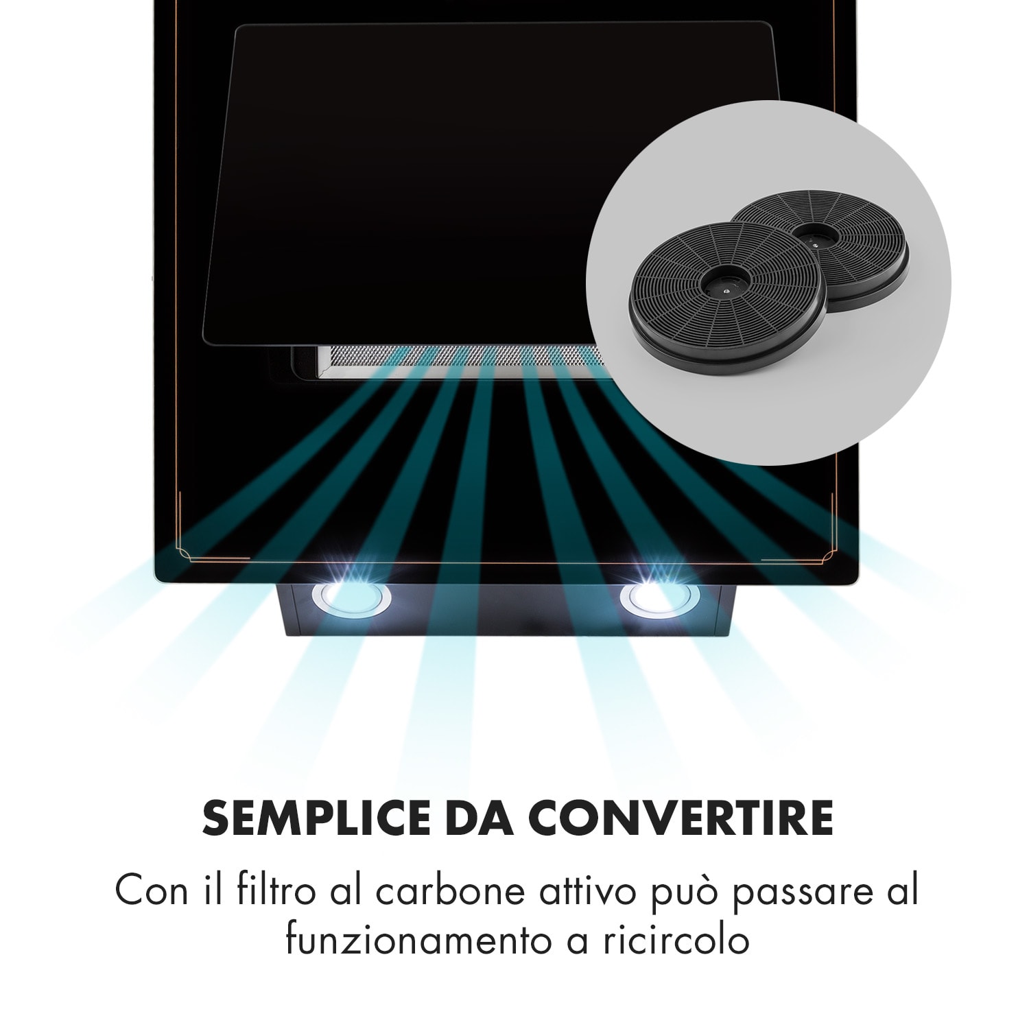 DeLorean 60 Cappa Aspirante 625 m³/h Pannello Touch Rétro nero 60 cm