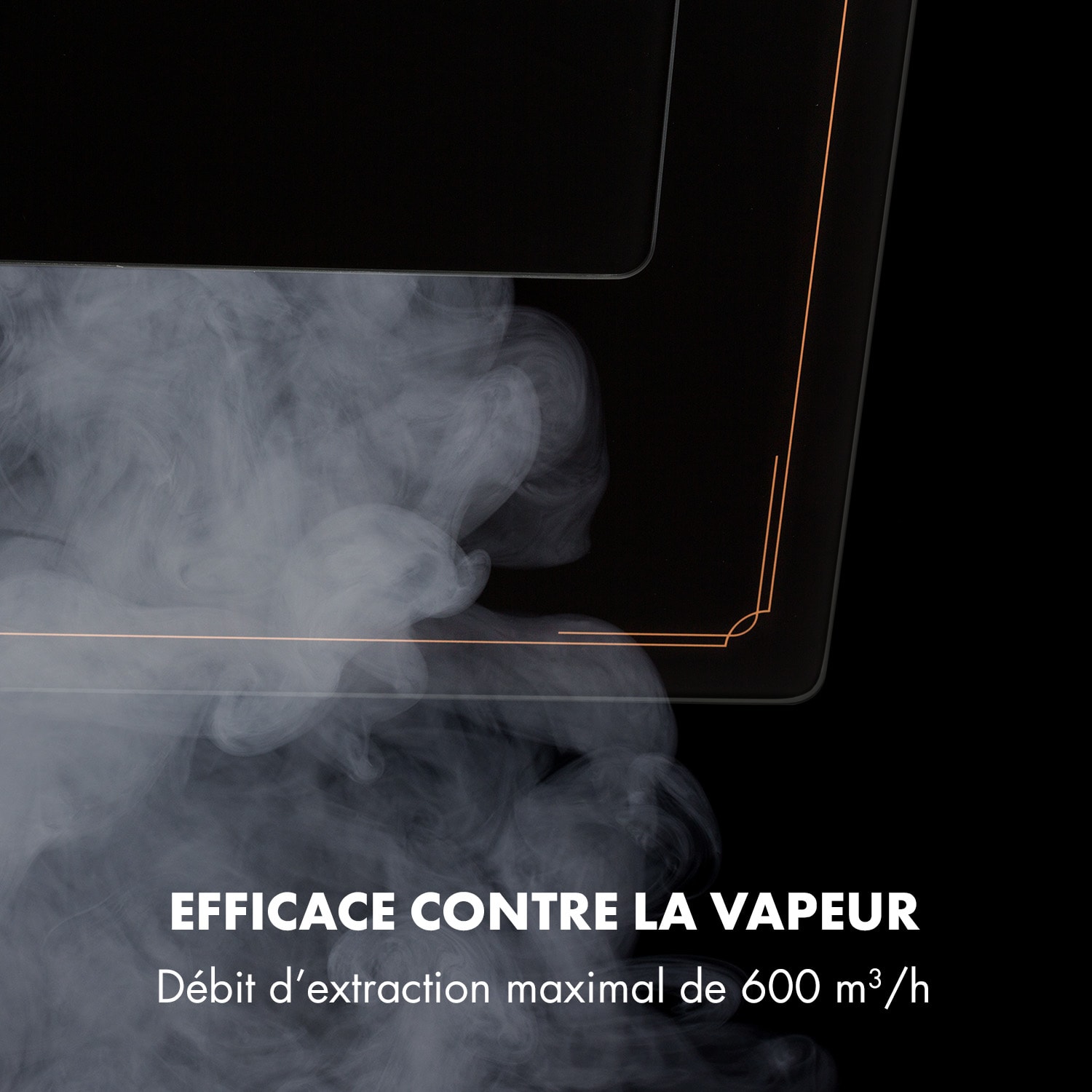 DeLorean 90 Hotte aspirante 625 m³/h panneau tactile rétro noire 90 cm