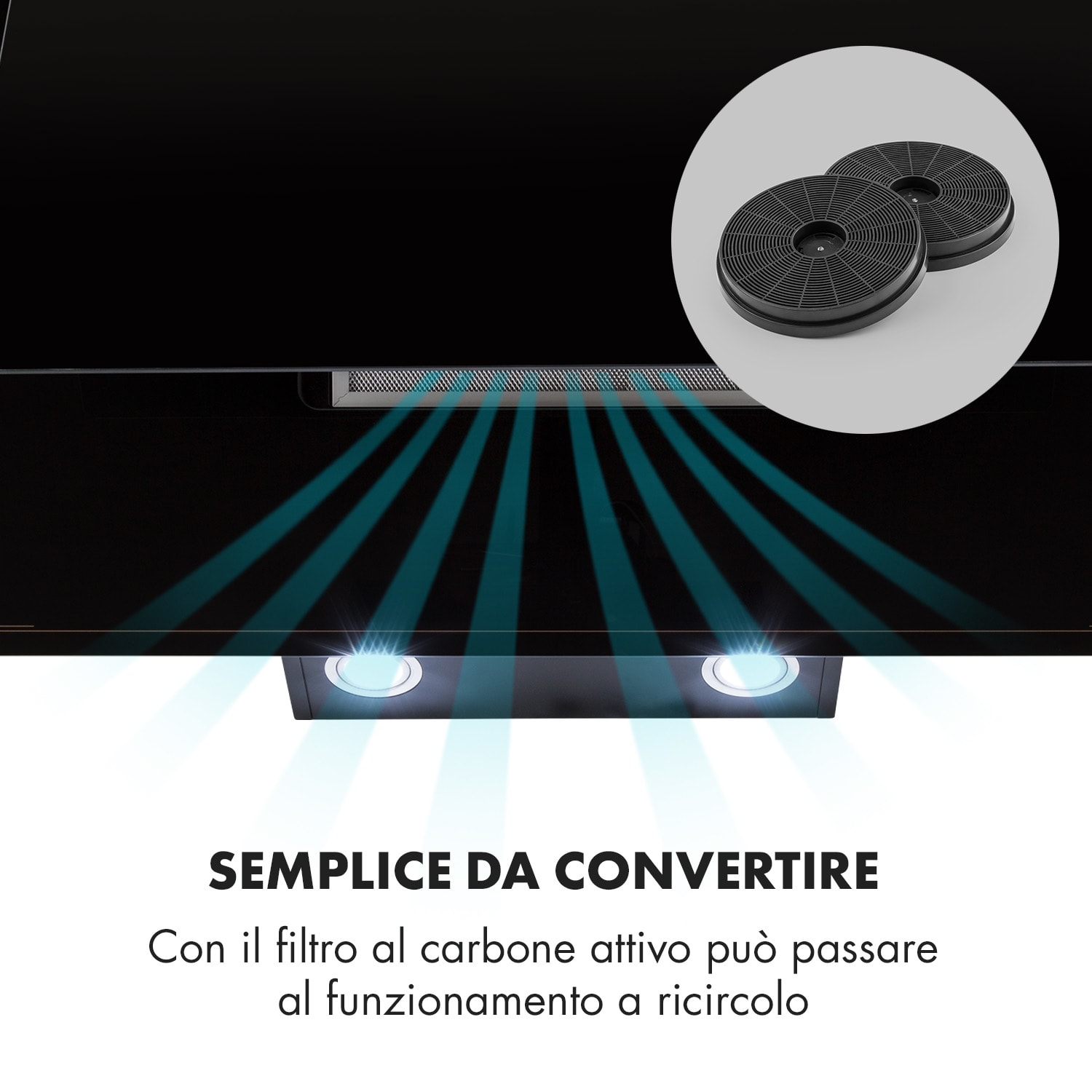 DeLorean 90 cappa aspirante 625 m³/h pannello touch retrò nero 90 cm