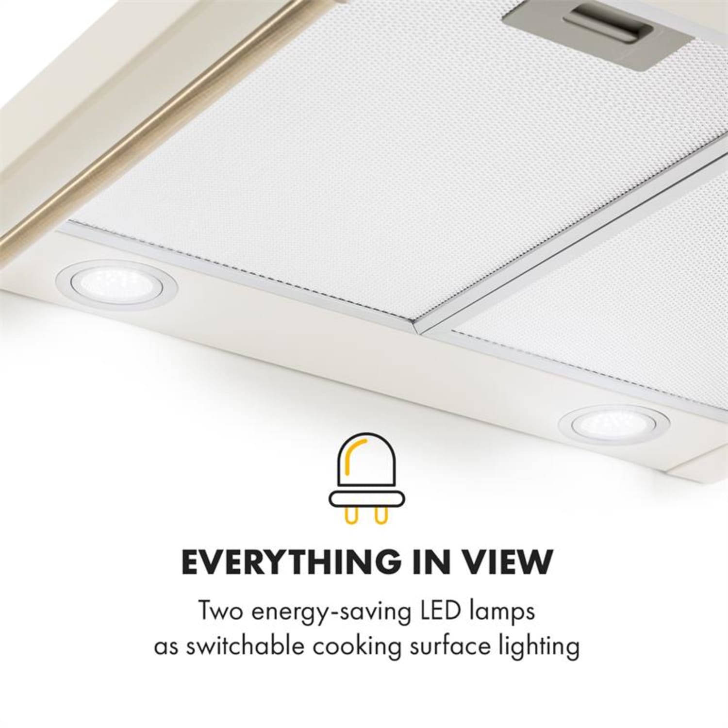 Victoria Hotte aspirante 60cm, design rétro, 645m³/h, LED, Ivoir Ivoire
