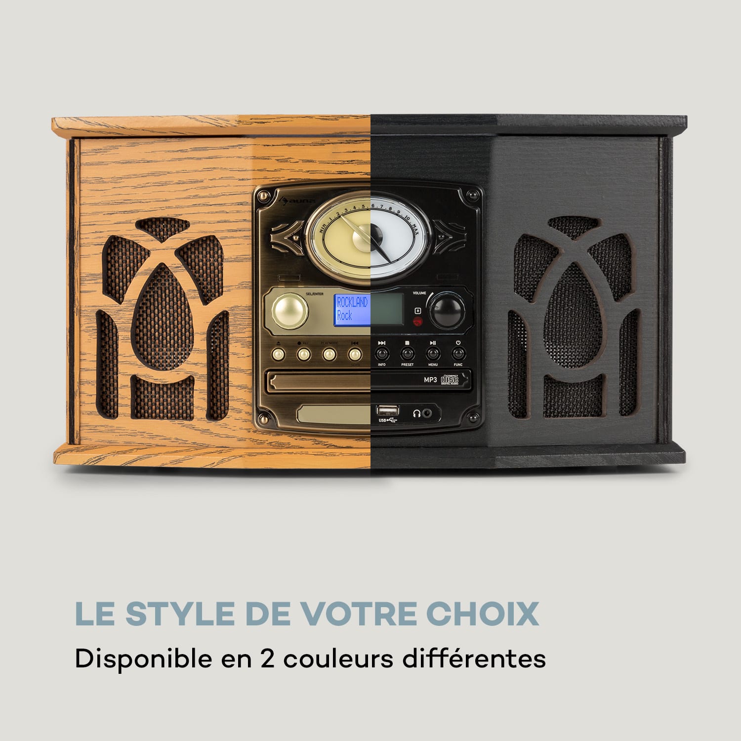 NR-620 Chaîne Hifi stéréo avec platine vinyle lecteur CD DAB DAB+ - marron Chêne