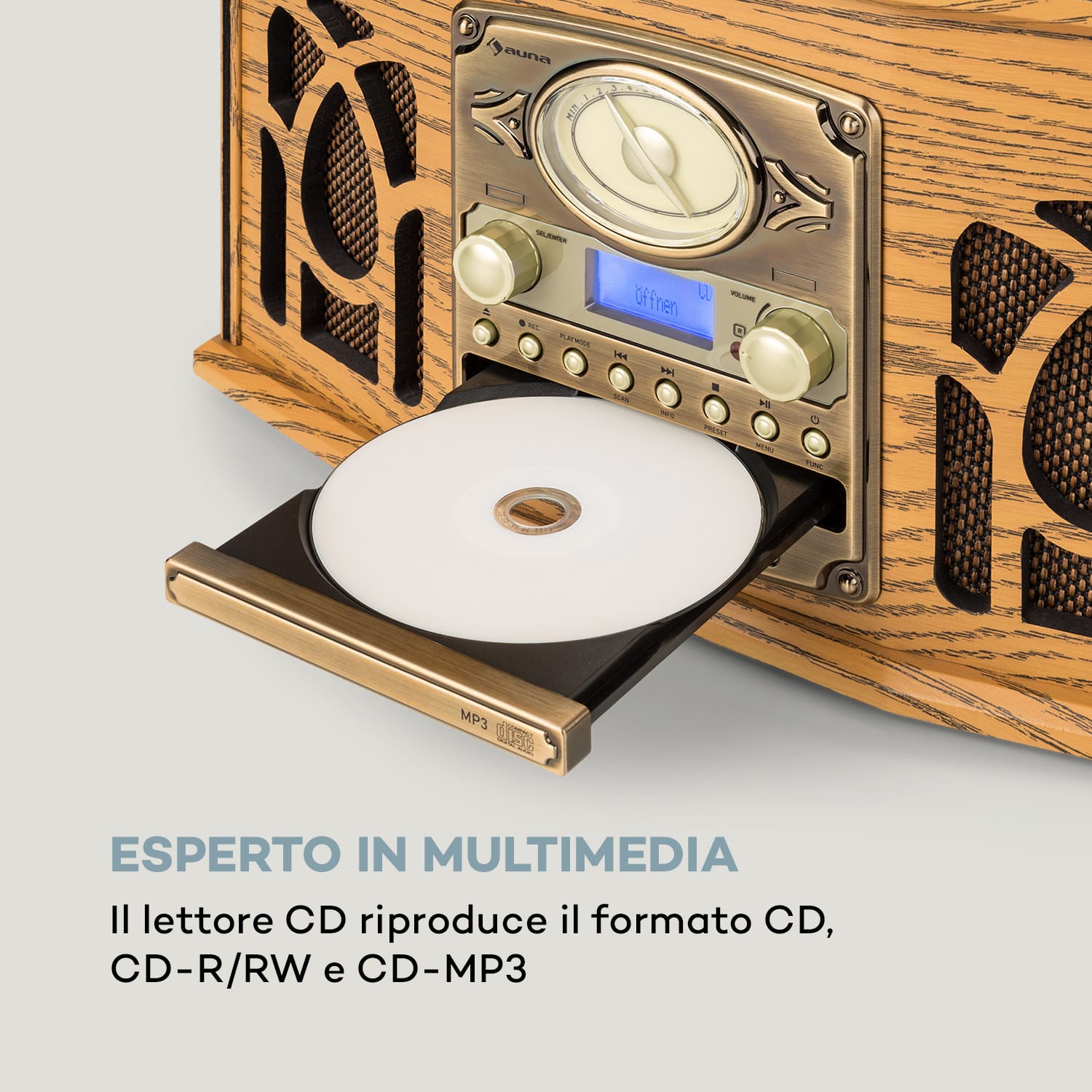 NR-620 DAB impianto stereo legno giradischi DAB+ lettore CD marrone 