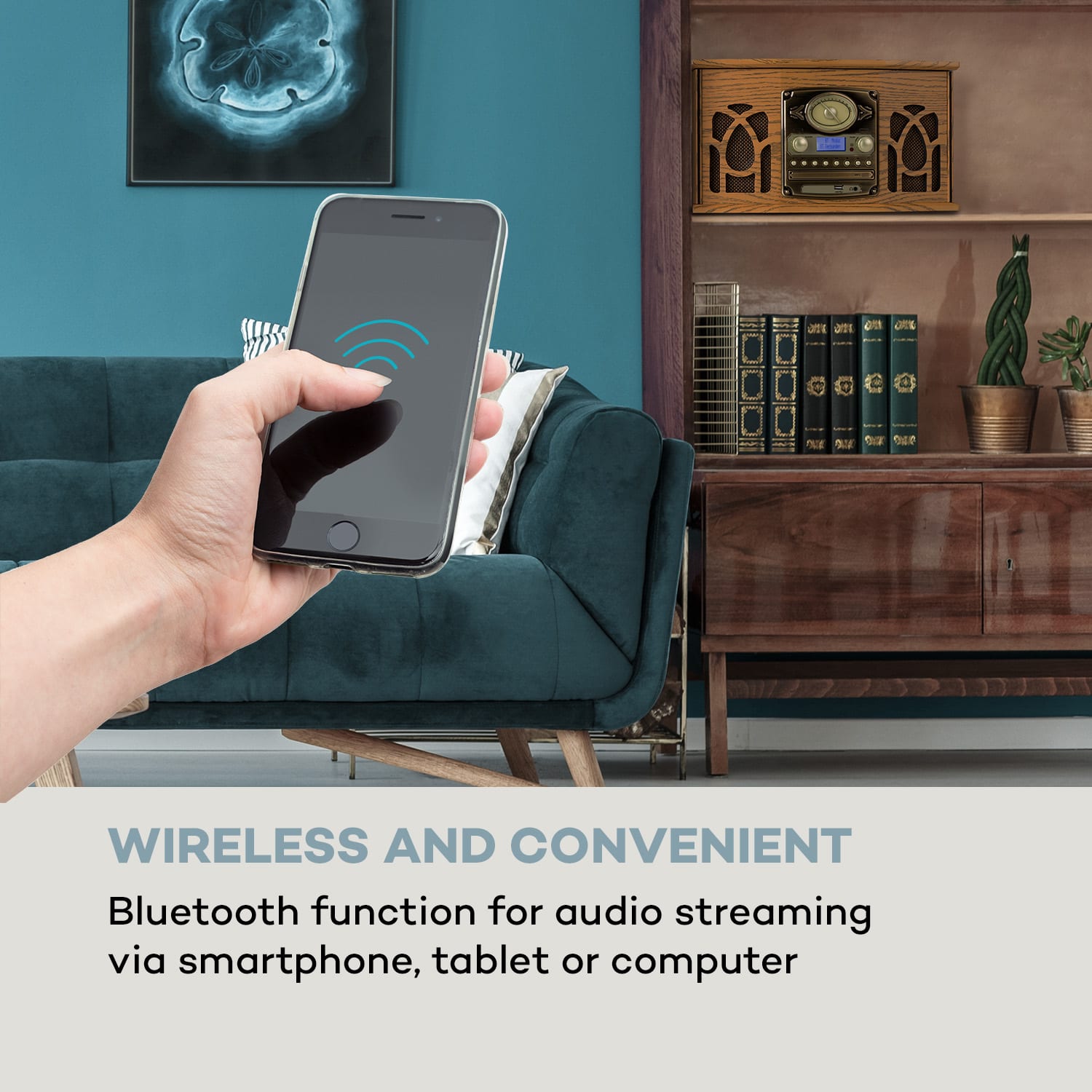 NR-620, DAB, stereo systém, drevo, gramofón, DAB+, prehrávač CD, hnedý Dub