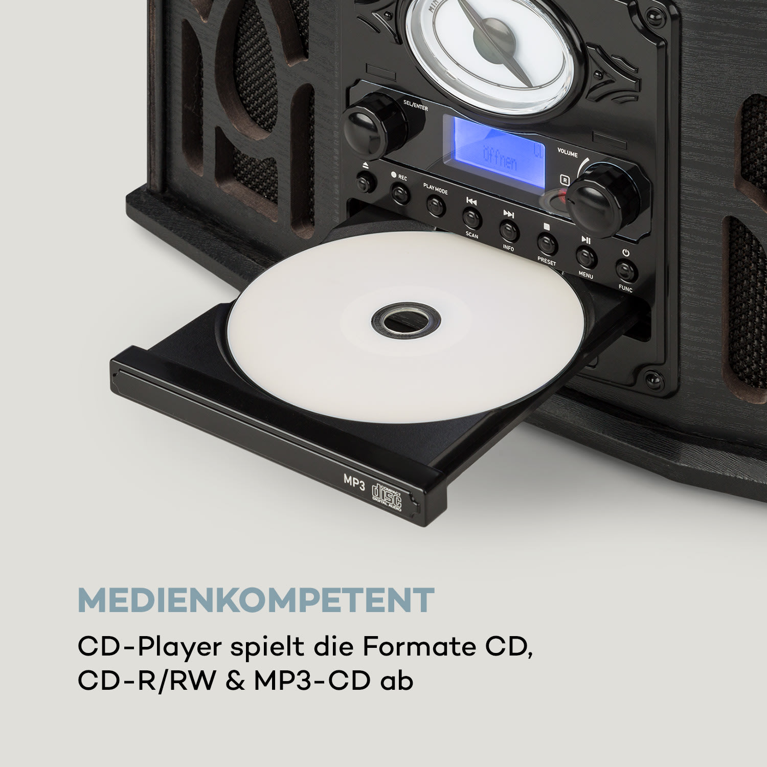 NR-620 DAB Stereoanlage Holz Plattenspieler DAB+ CD-Player schwarz Schwarzes Holz