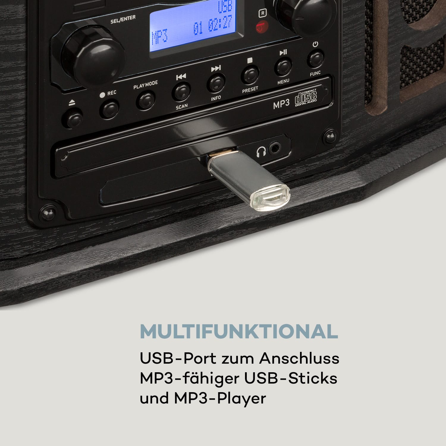 NR-620 DAB Stereoanlage Holz Plattenspieler DAB+ CD-Player schwarz Schwarzes Holz
