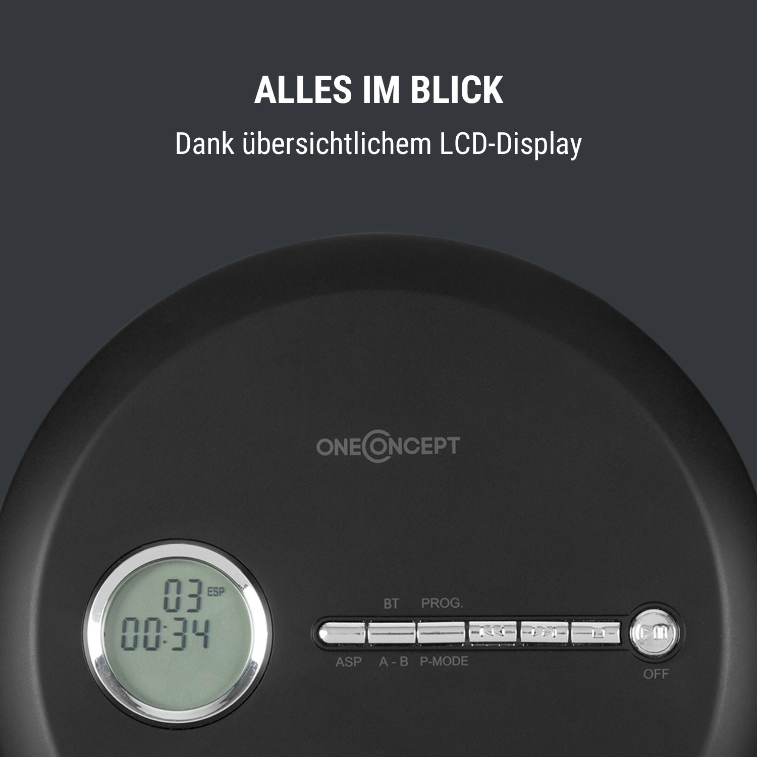 CDC 100 BT Discman BT-Funktion LCD ASP 2x1,5V schwarz Schwarz