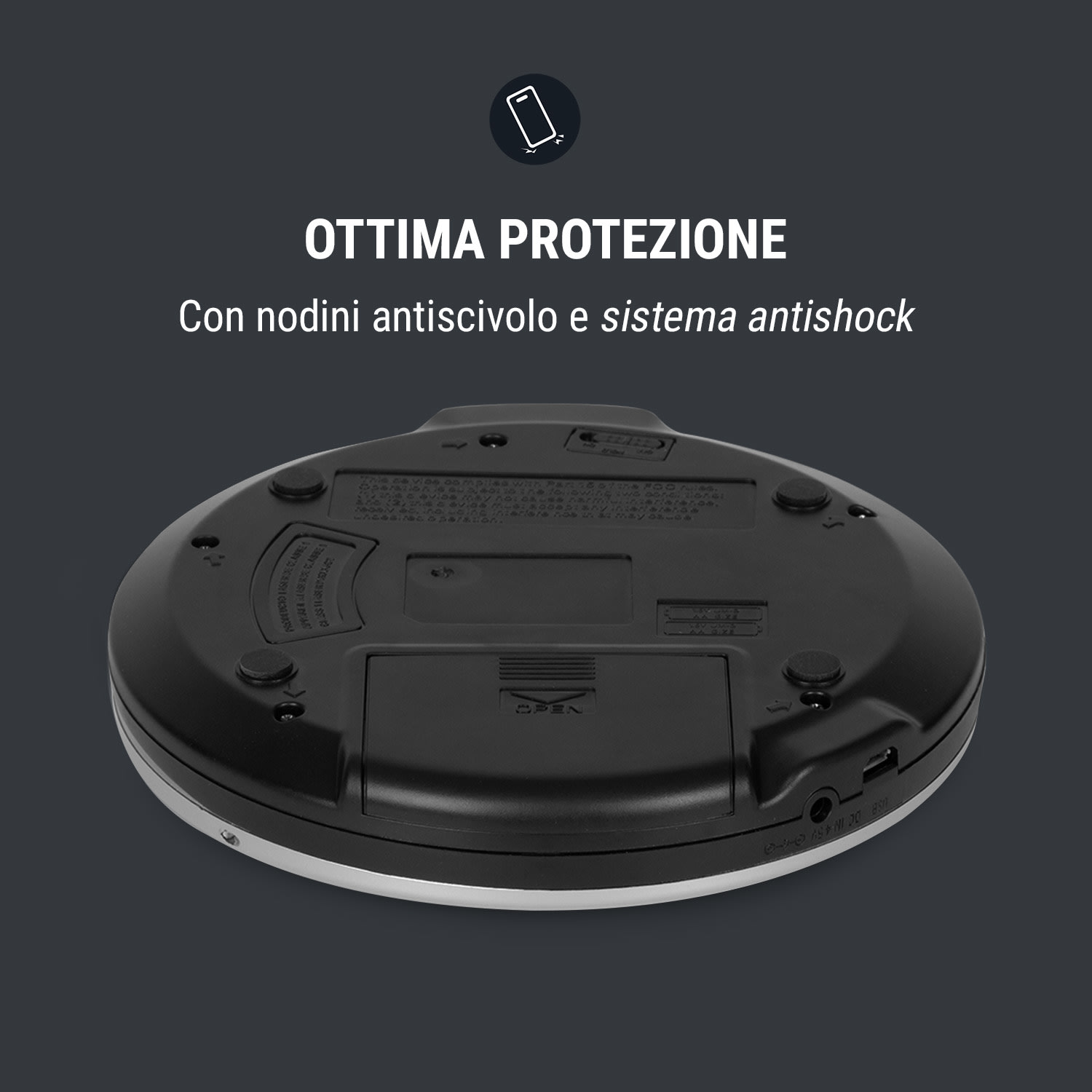 CDC 100 BT lettore portatile funzione BT LCD ASP 2x1,5V argento Argento metallizzato