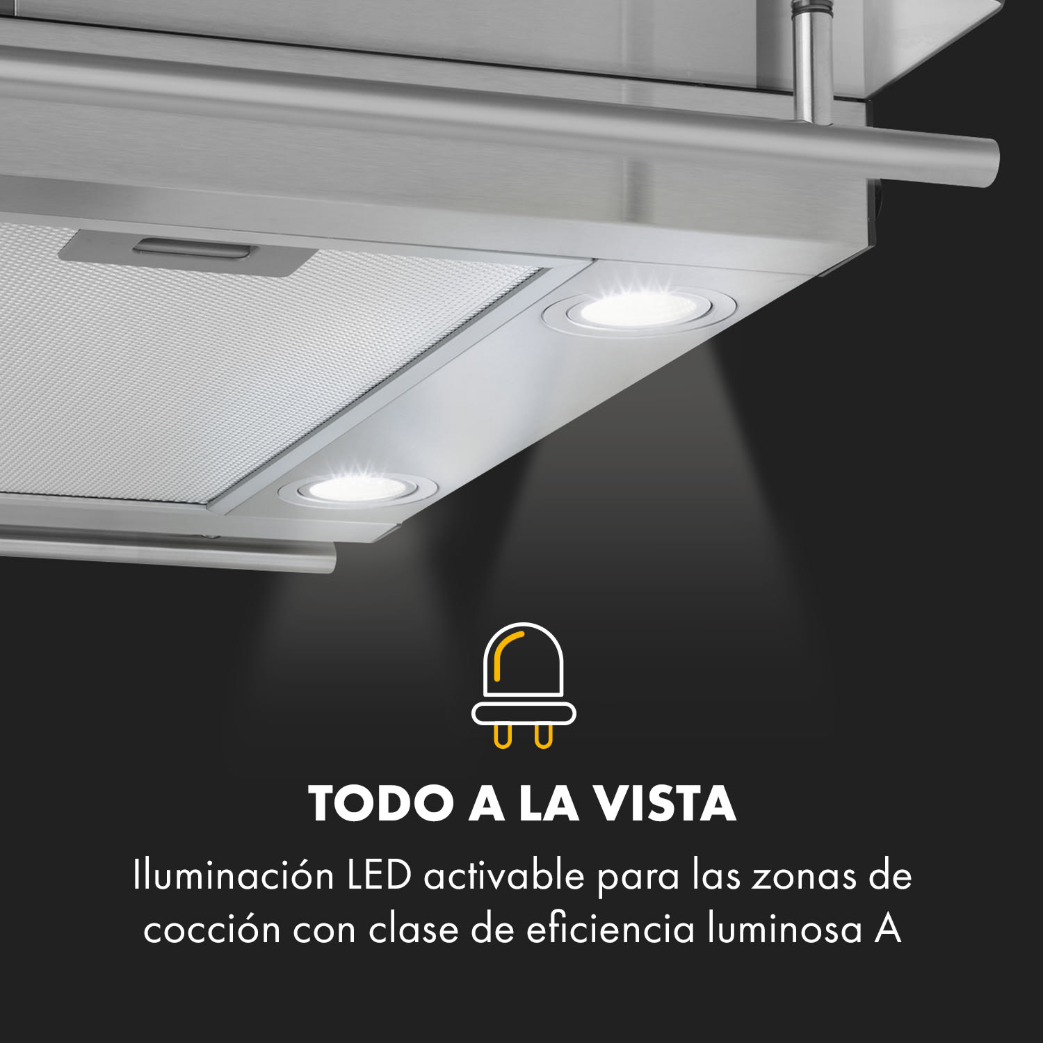 Maverick campana extractora 70 cm 400 m³/h acero inoxidable vidrio plateada 