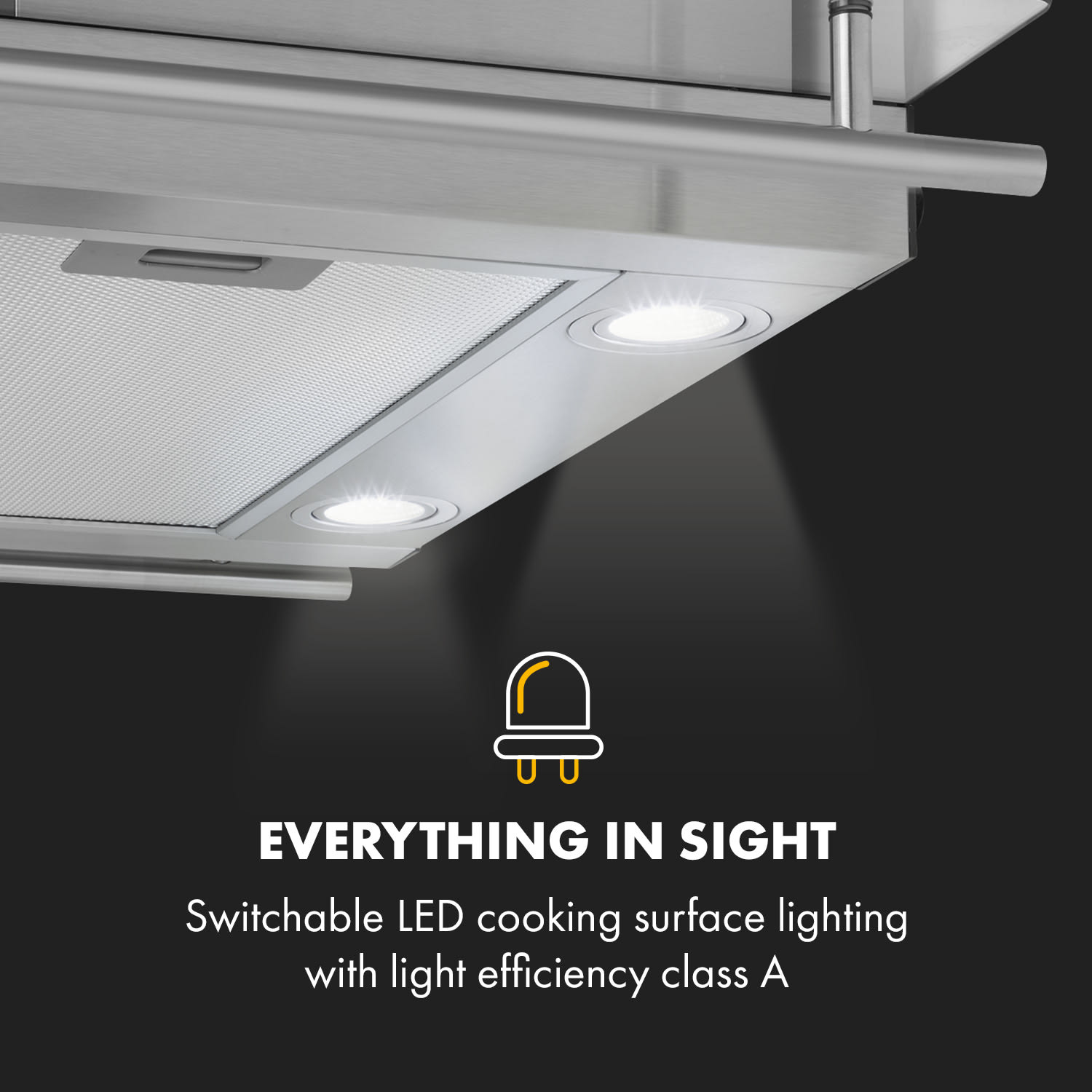 Maverick, hotă, incorporată, 70 cm, 400 m³ / h, inox, sticlă, argintie 