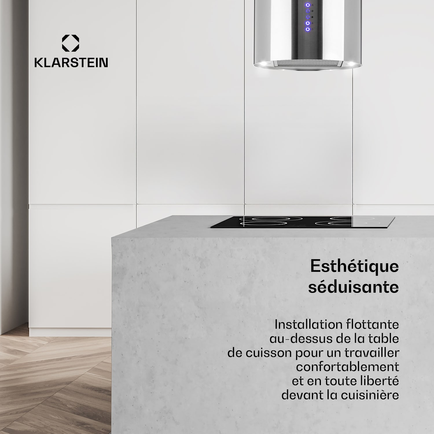 Beretta eilandafzuigkap Ø35cm afvoer/circulatie 650m³/h led rvs Roestvrij Staal