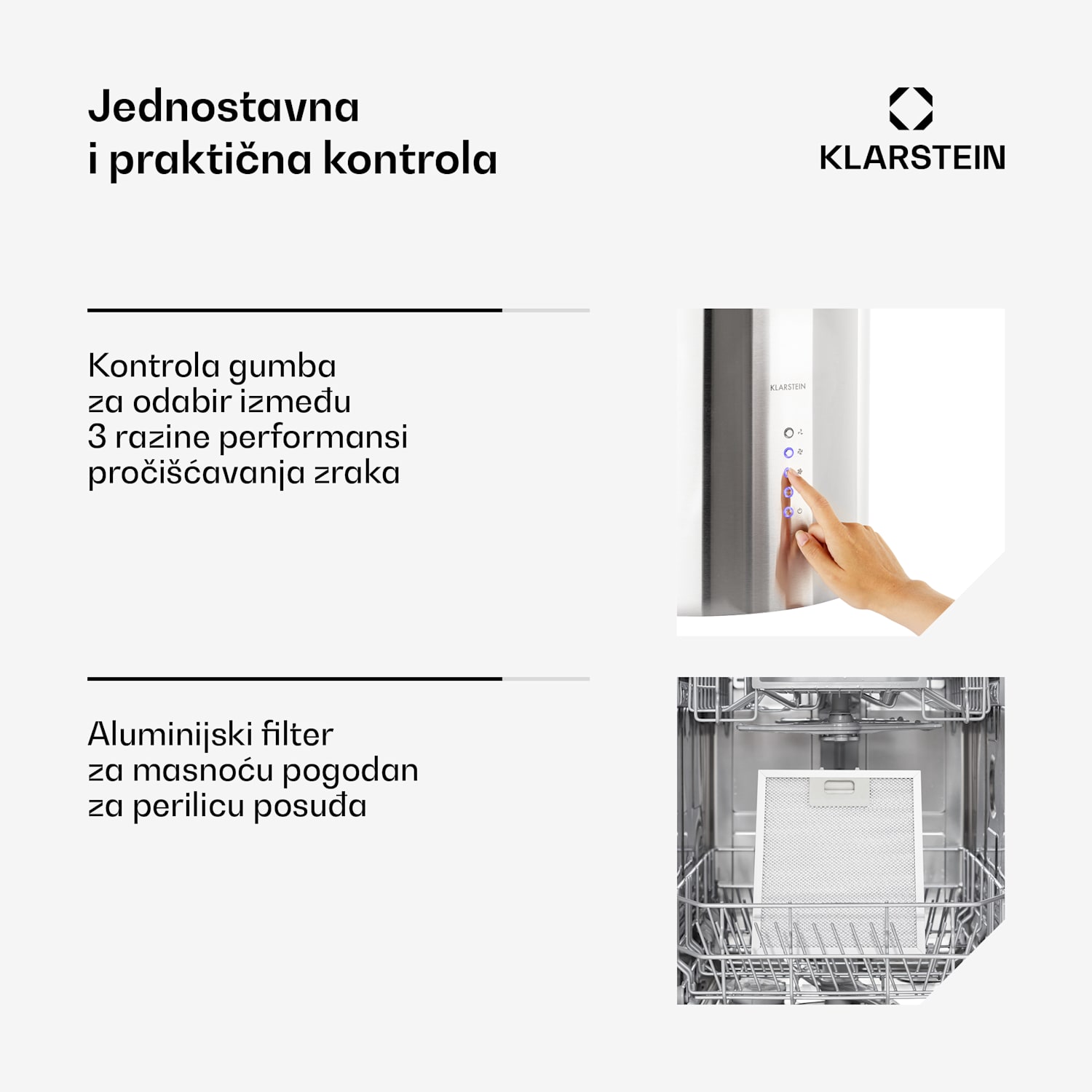 Beretta, otočna napa, Ø35cm, recirkulacija, 650m³/h, LED, nehrđajući čelik Nehrđajući čelik