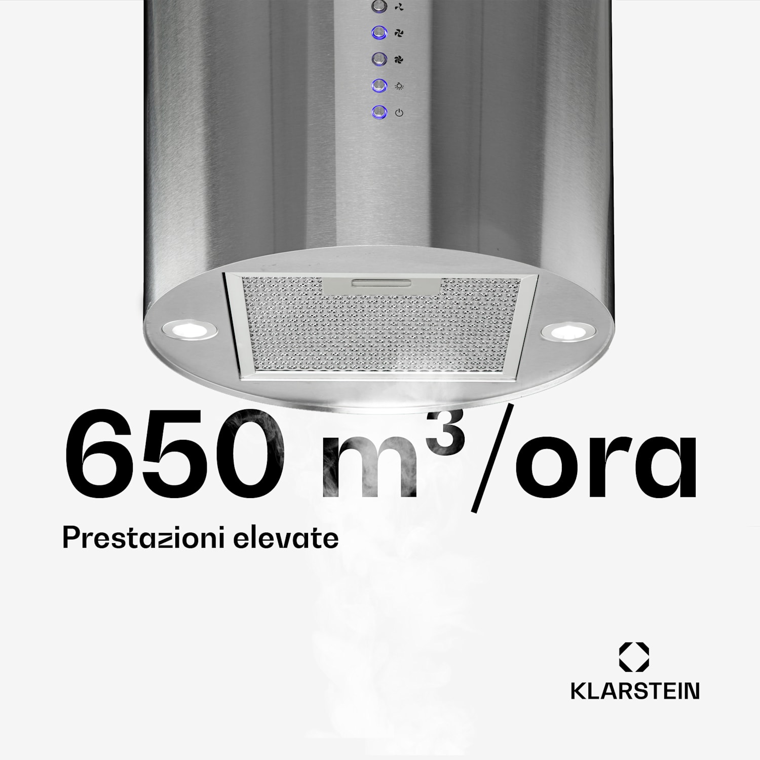 Beretta Cappa a Isola Ø35cm Scarico/Ricircolo 650m³/h LED Acciaio Inox Acciaio inox