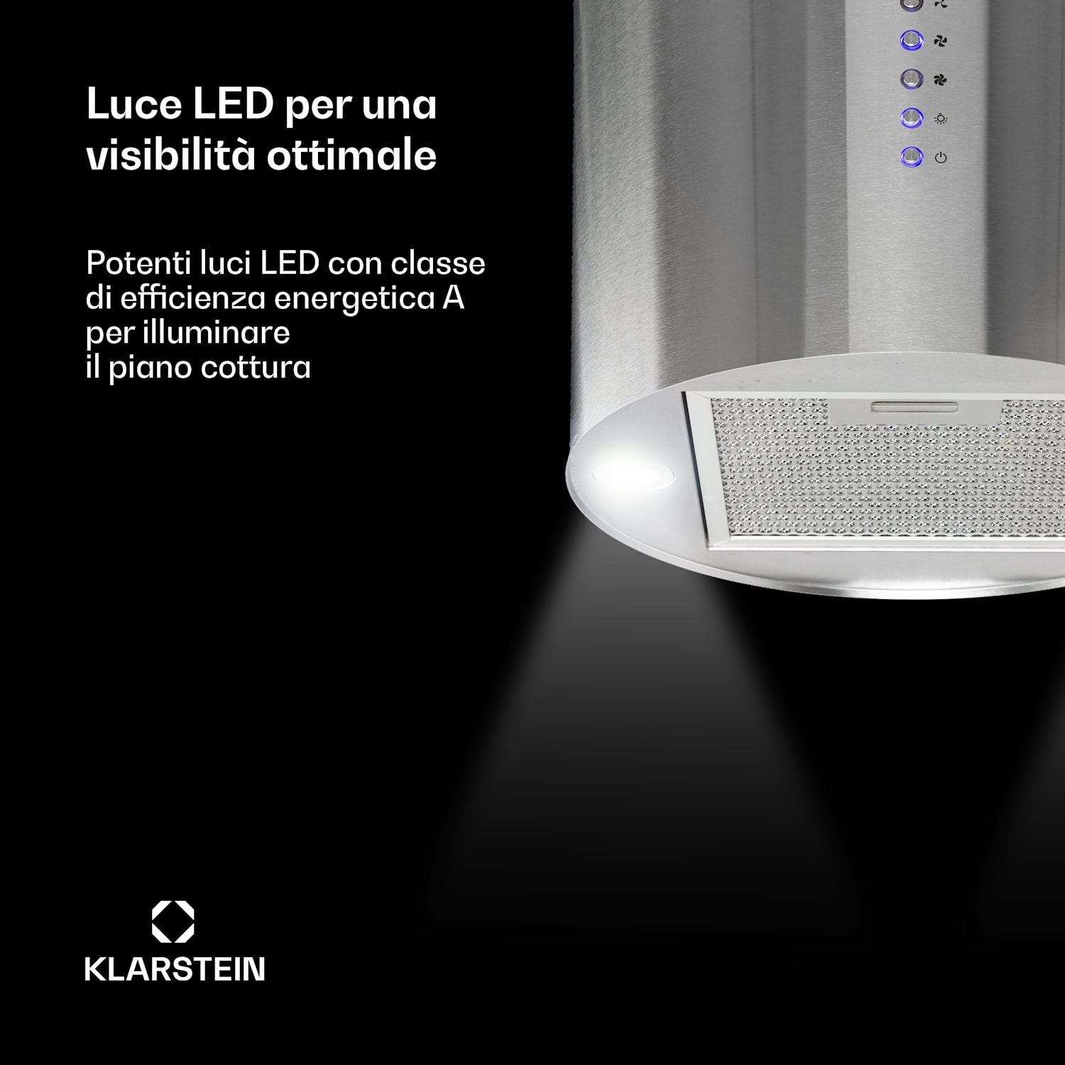 Beretta Cappa a Isola Ø35cm Scarico/Ricircolo 650m³/h LED Acciaio Inox Acciaio inox