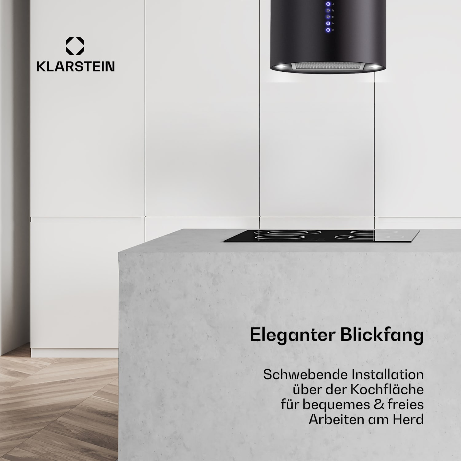 Klarstein Beretta cappa aspirante a isola Ø35cm a ricircolo 650m³/h LED nero Nero