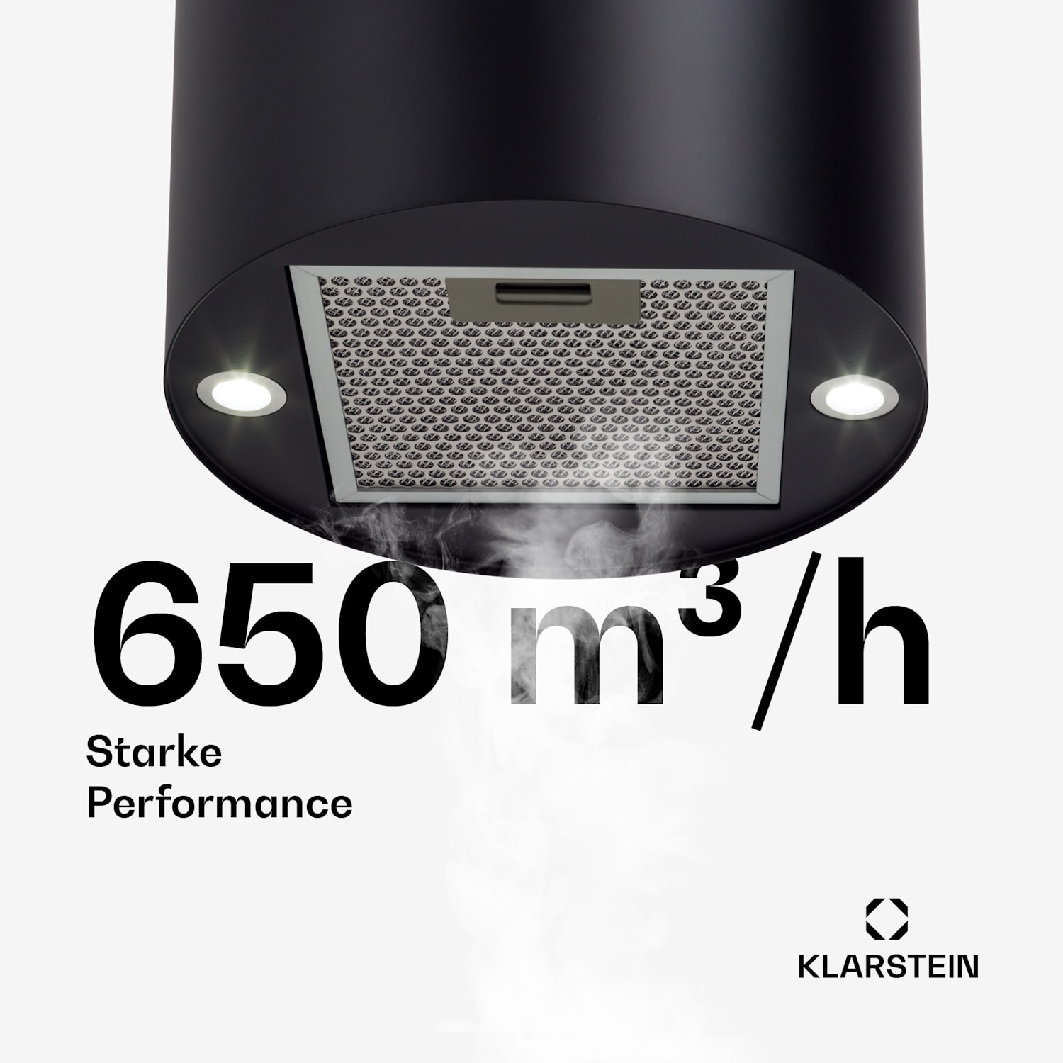 Klarstein Beretta cappa aspirante a isola Ø35cm a ricircolo 650m³/h LED nero Nero