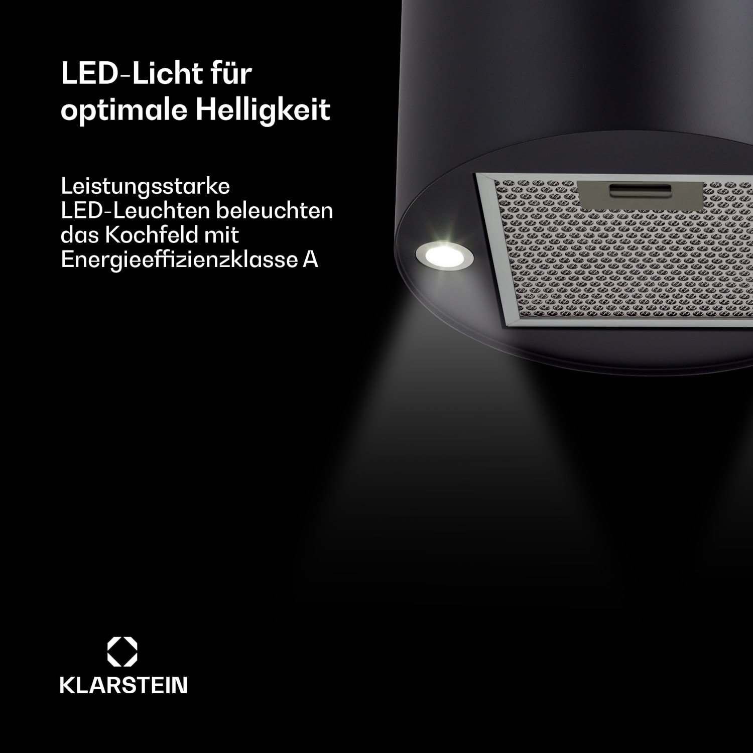 Klarstein Beretta cappa aspirante a isola Ø35cm a ricircolo 650m³/h LED nero Nero