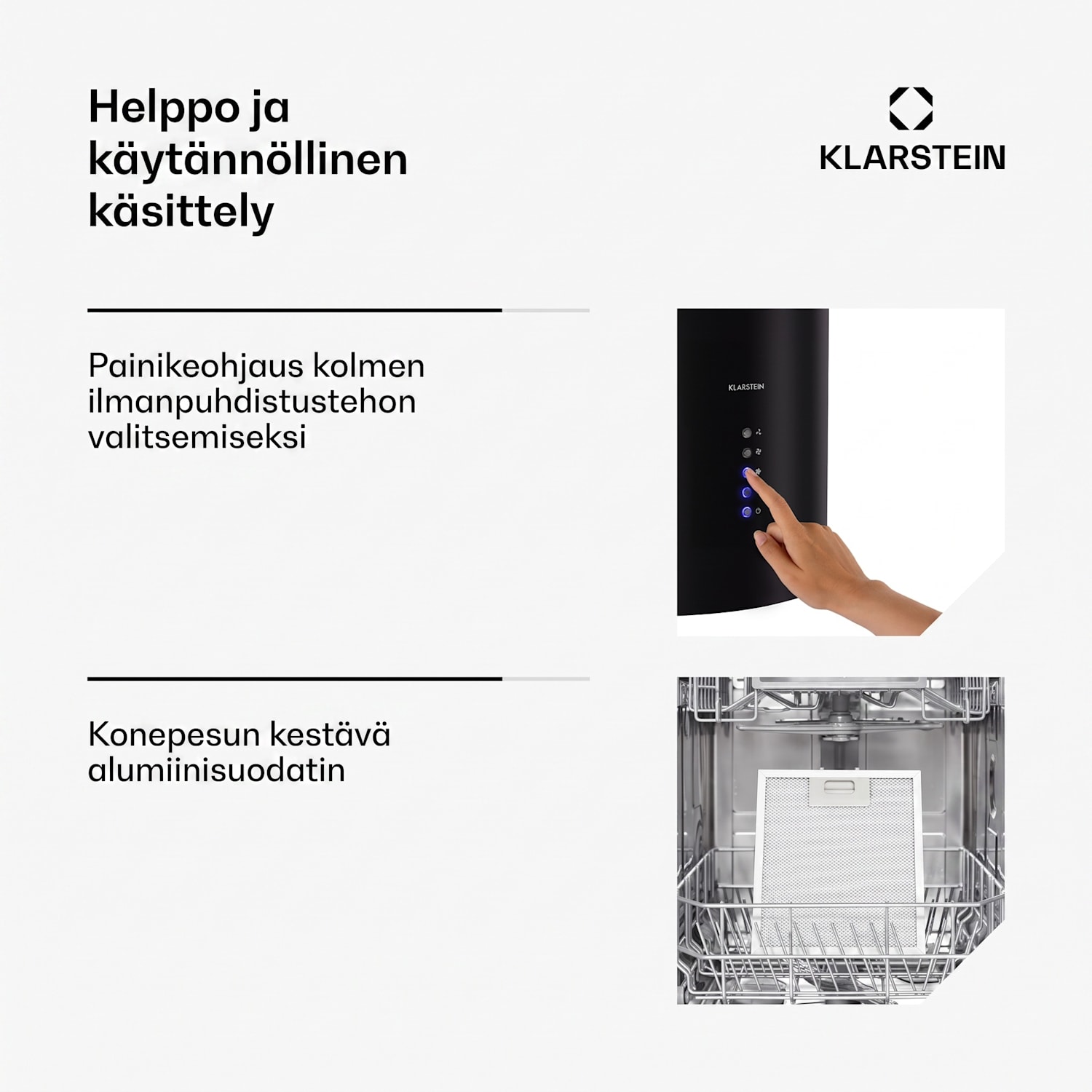 Klarstein Beretta -saarekeliesituuletin Ø35cm poisto-/kiertoilma 519m³/h LED musta 35 cm | Musta