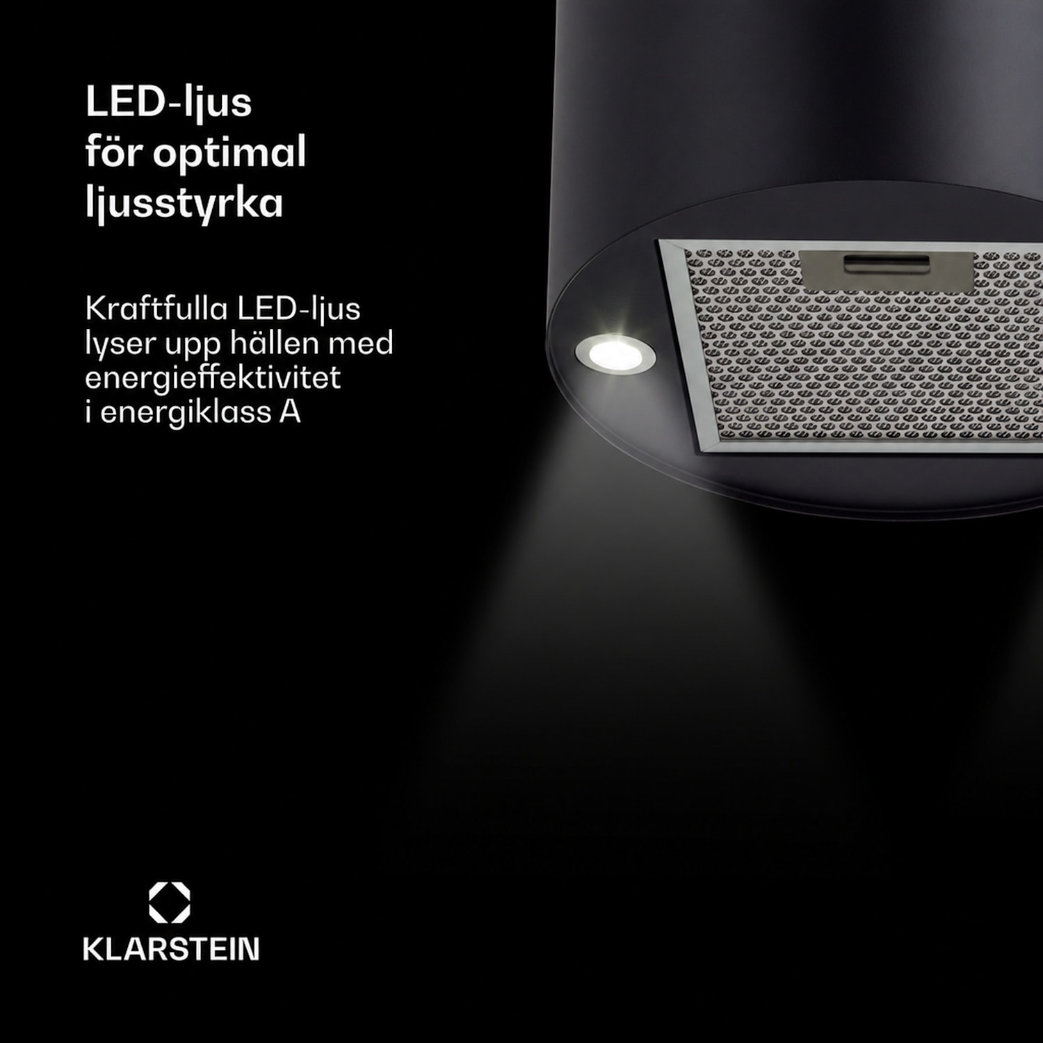 Beretta fläkt köksö Ø35cm frånluft/recirkulation 650m³/h LED svart 