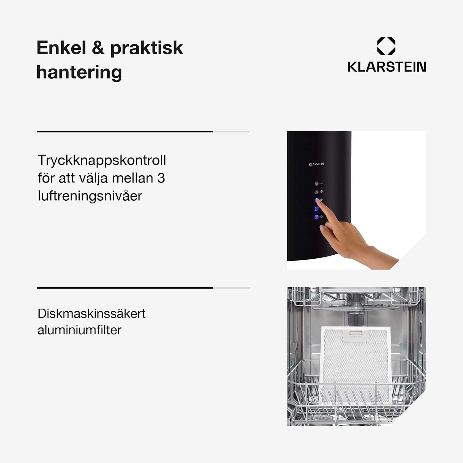 Beretta fläkt köksö Ø35cm frånluft/recirkulation 650m³/h LED svart 