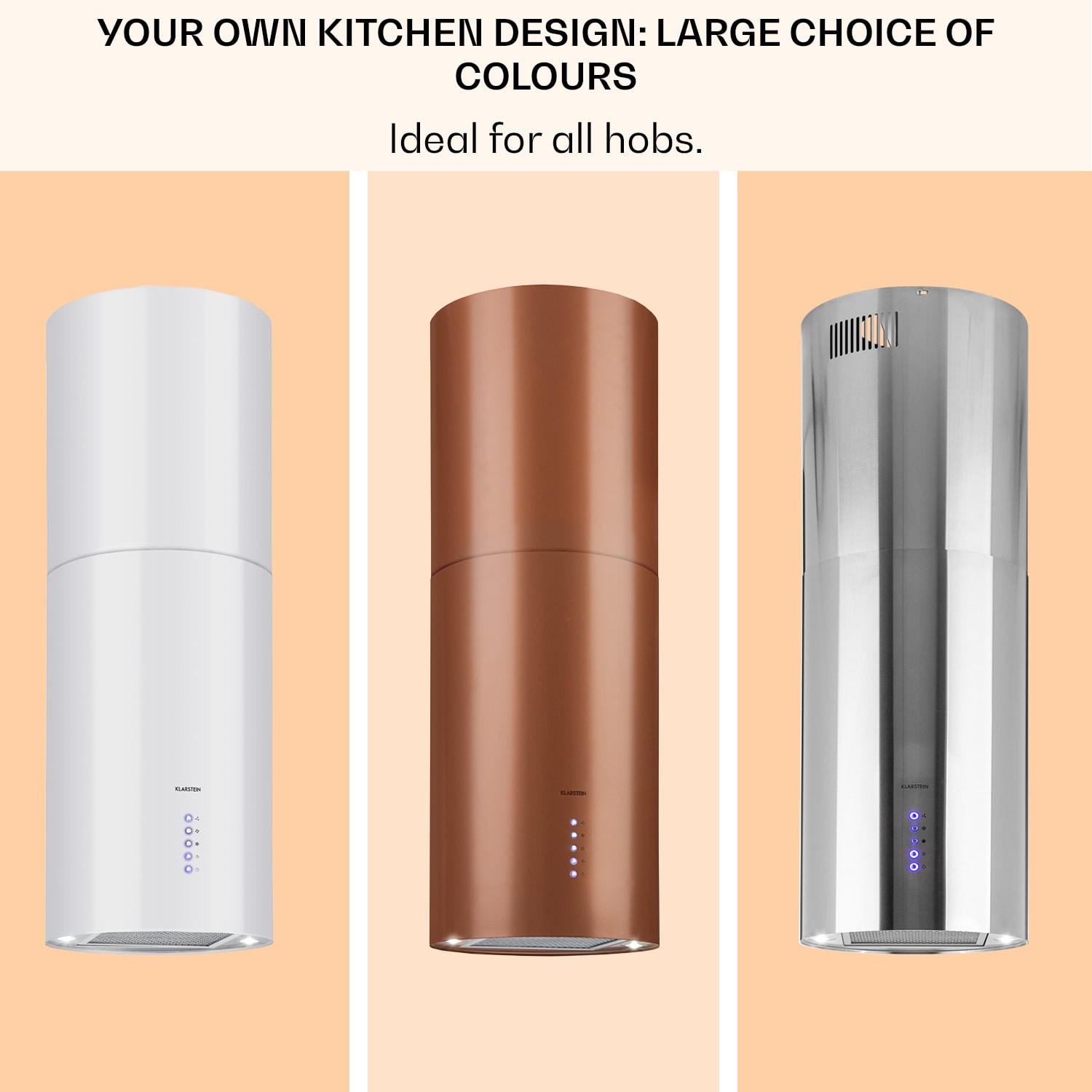 Beretta eilandafzuigkap Ø35cm afvoer/circulatie 650m³/h led zwart 