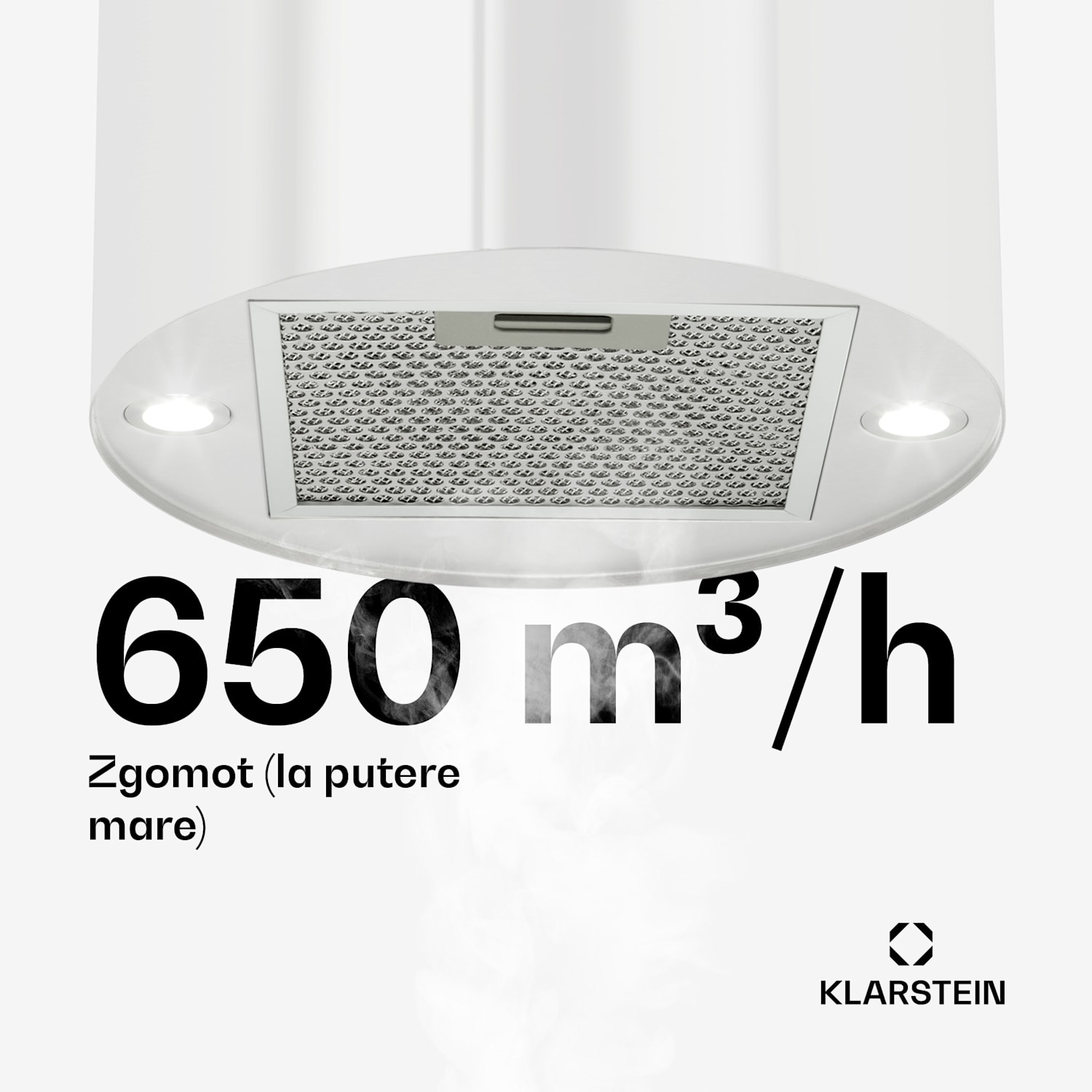 Beretta, hota în formă de insulă,  Ø35 cm, recirculație, 650m³/h, LED, alb Alb