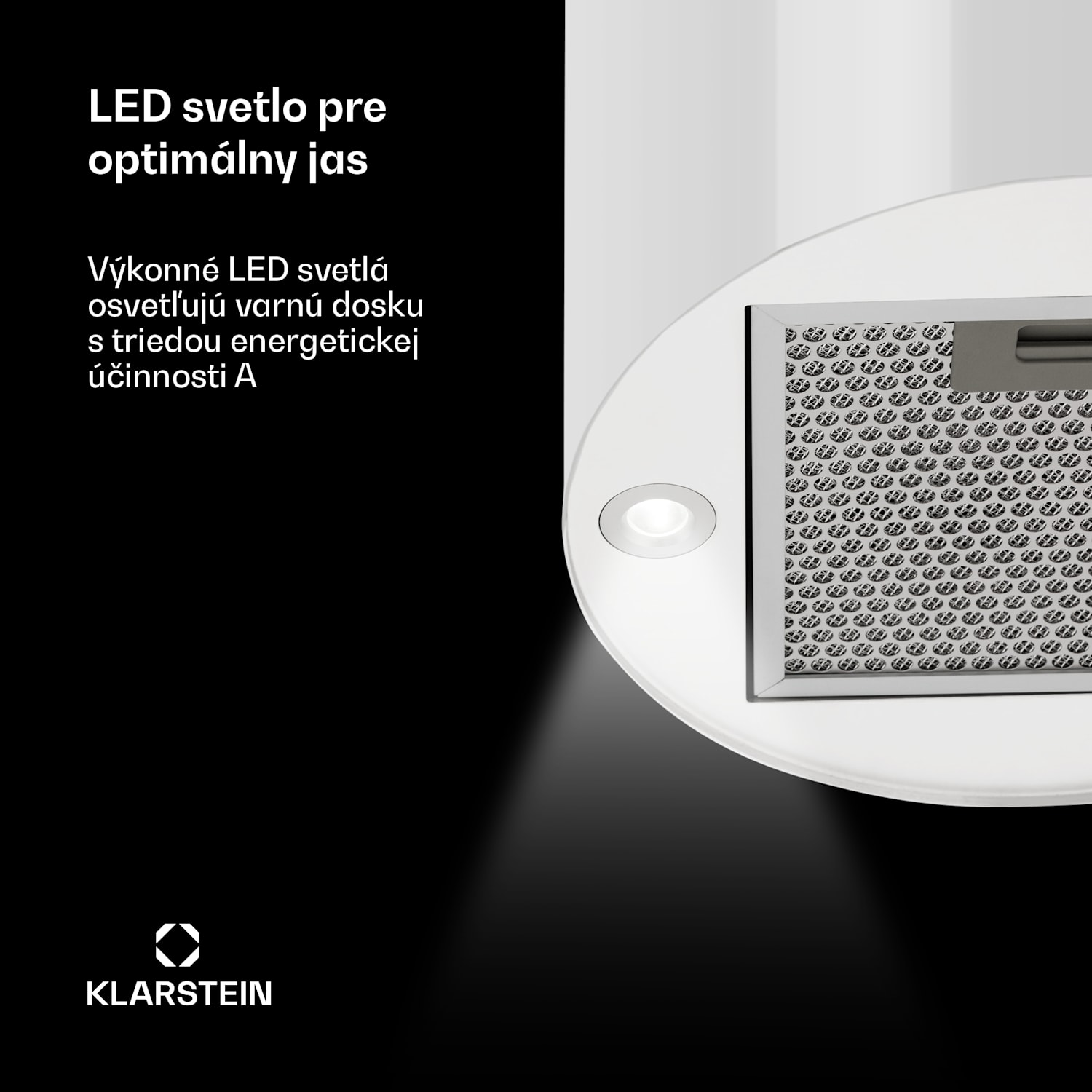 Beretta, digestor, 35 cm, ostrovčekový, 650m³/h, LED, biely Biela