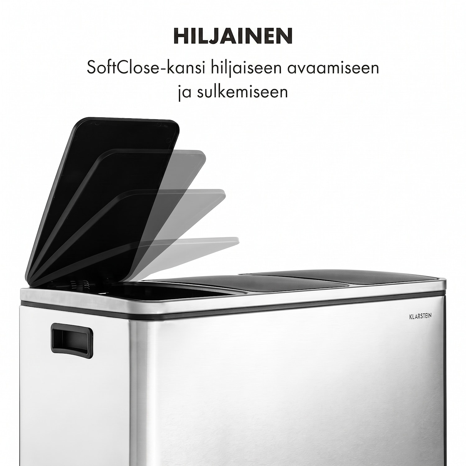 Grandmaster Trash -roskasäiliö 54 l/3 x 18 l äänetön PP ruostumaton teräs 