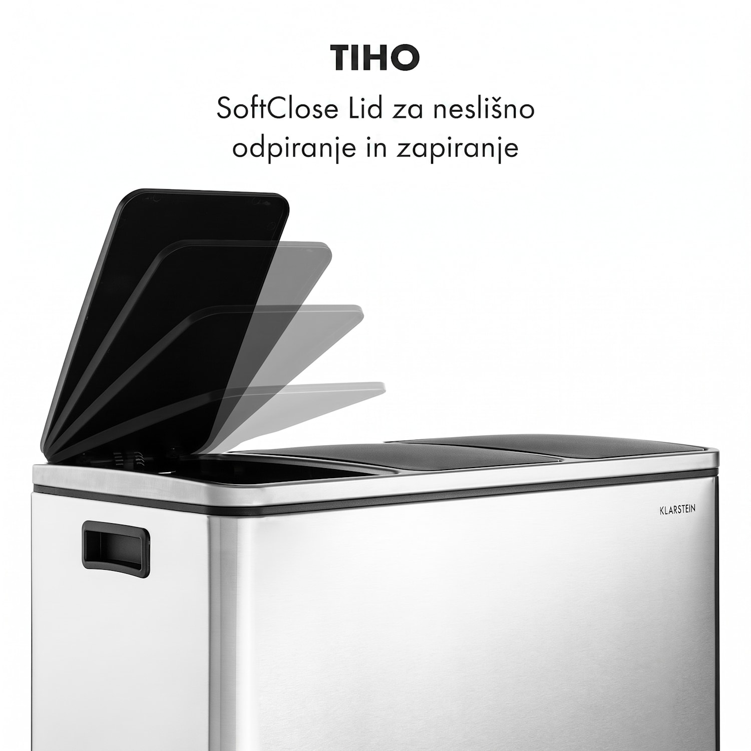 Grandmaster Trash, pedalni koš za smeti, 54 l/3 x 18 l, tihi, PP, inoks nerjavno jeklo 