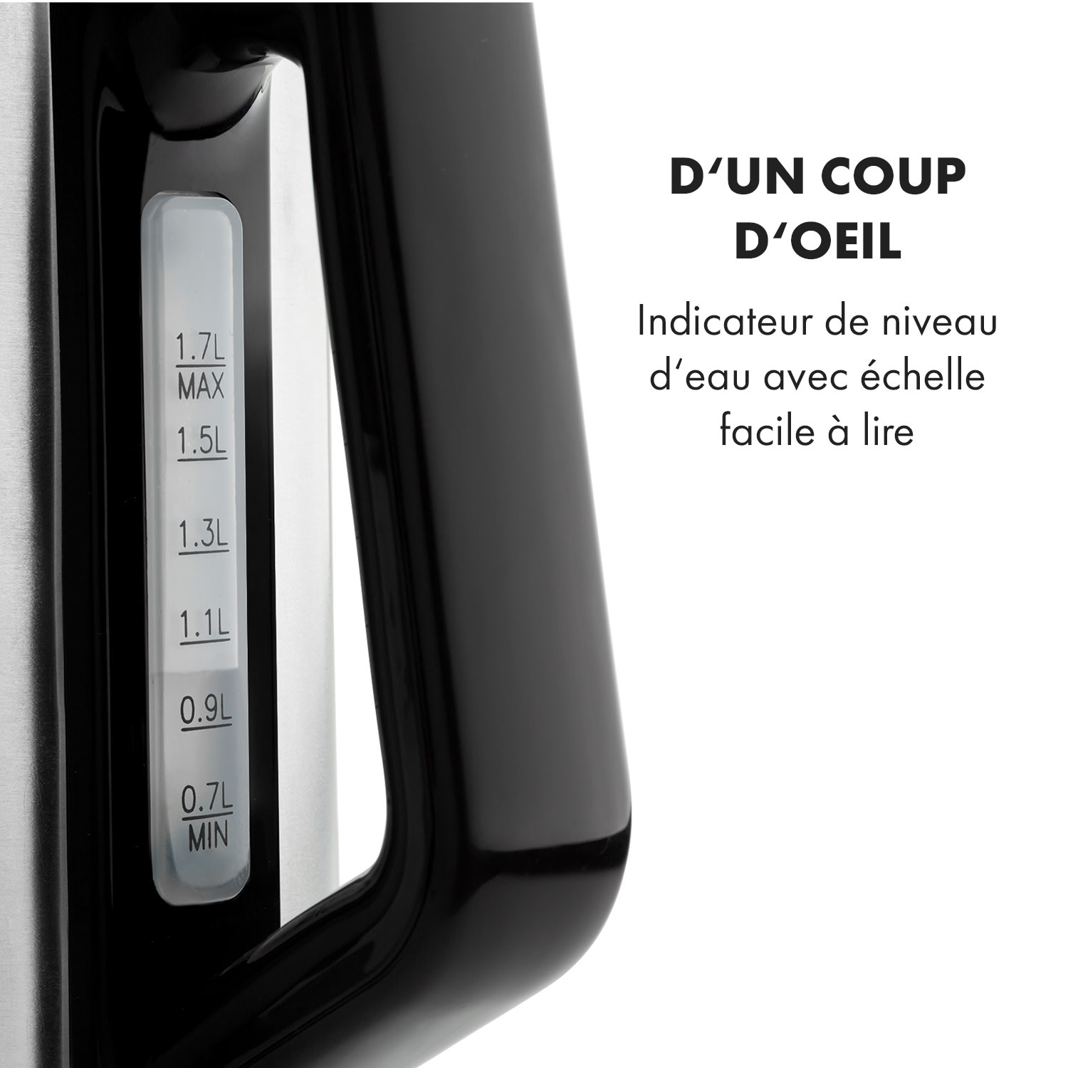 Arabica Bouilloire électrique 1,7L 1850 à 2200W- design inox 