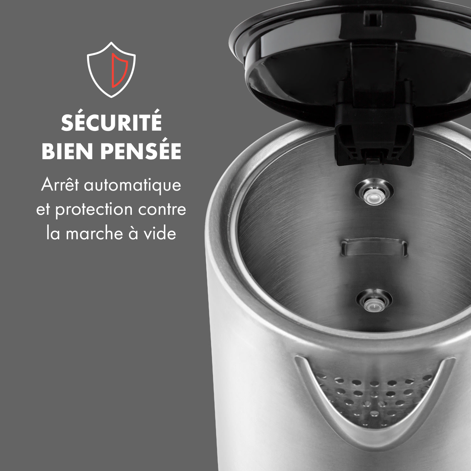 Arabica Bouilloire électrique 1,7L 1850 à 2200W- design inox 
