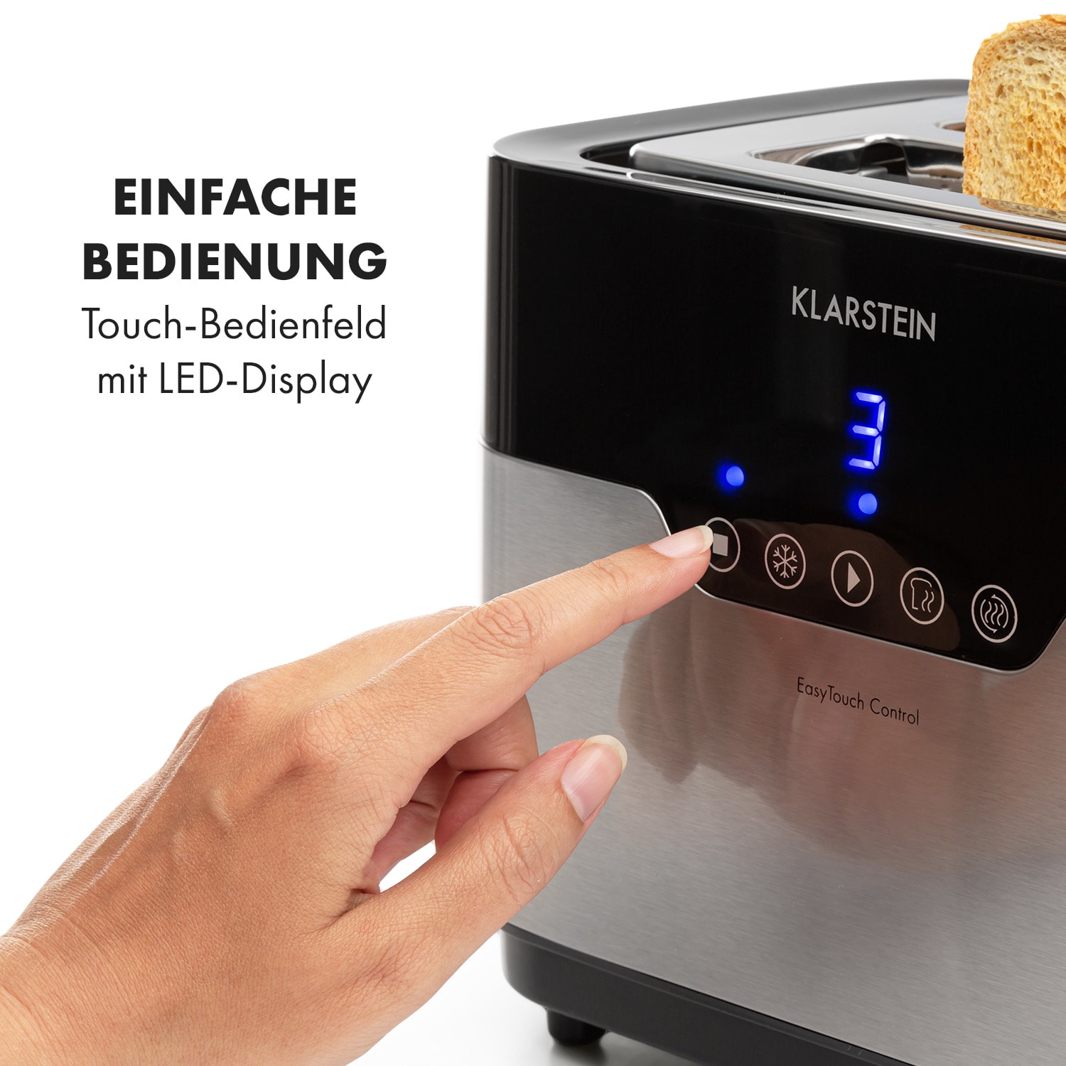 Arabica Toaster 920W LED-Display Touch-Bedienfeld Edelstahl 