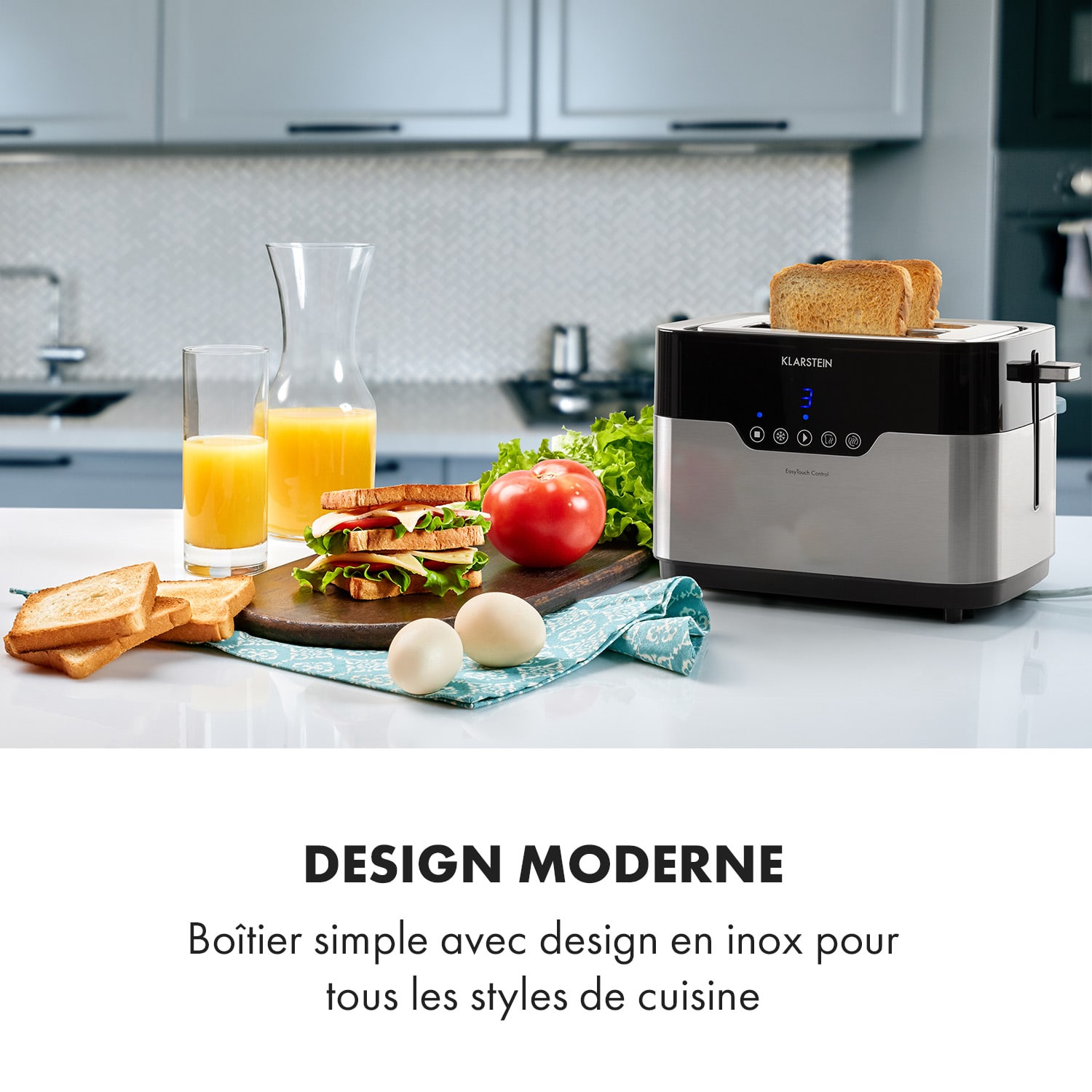 Arabica Grille-pain 2 fentes 920W écran LED panneau tactile - inox 