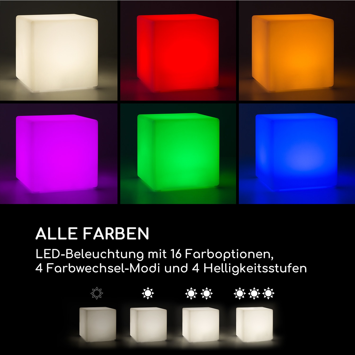 Shinecube XL Leuchtwürfel 40x40x40cm 16 Farben-LED 4 Licht-Modi weiß 