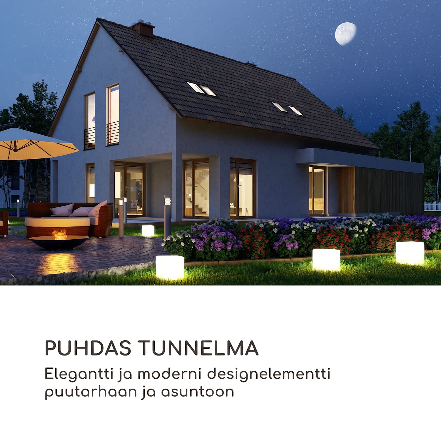 Shinecube XL valokuutio 40x40x40 cm 16 värin LED 4 valotilaa valkoinen 