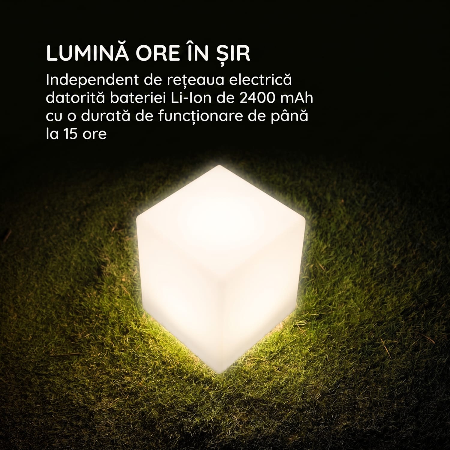 Shinecube XL, cub luminos, 40 x 40 x 40 cm, 16 culori LED, 4 moduri de lumină, alb 