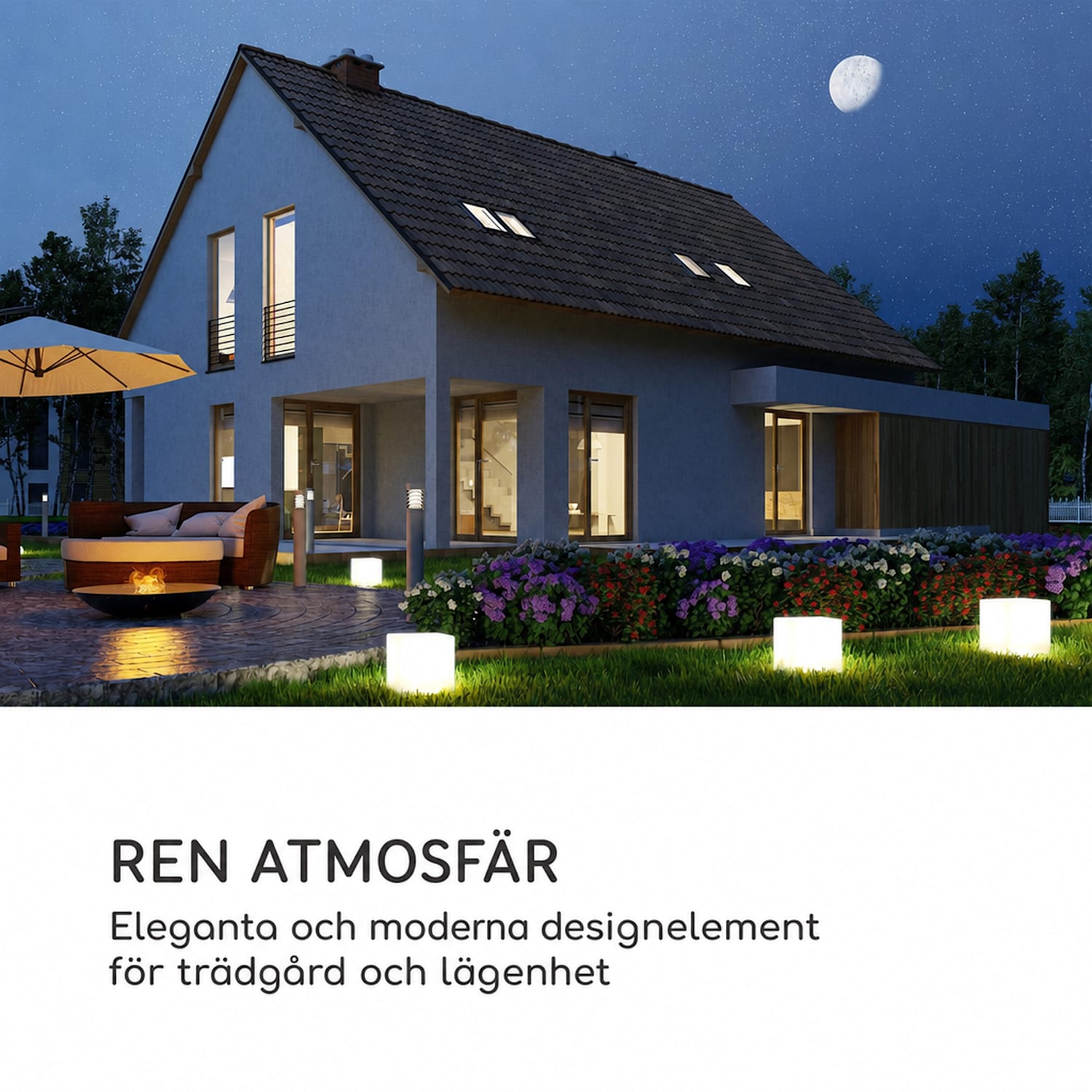 Shinecube XL lyskub 40x40x40 cm 16 färgers LED 4 ljuslägen vit 