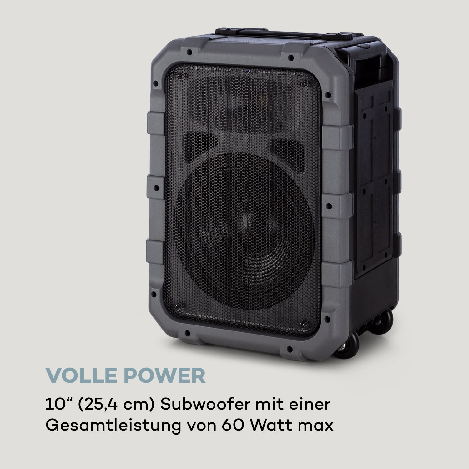 Spencer Mobiler PA-Lautsprecher 60W BT wasserfest nach IPX4 schwarz/grau 