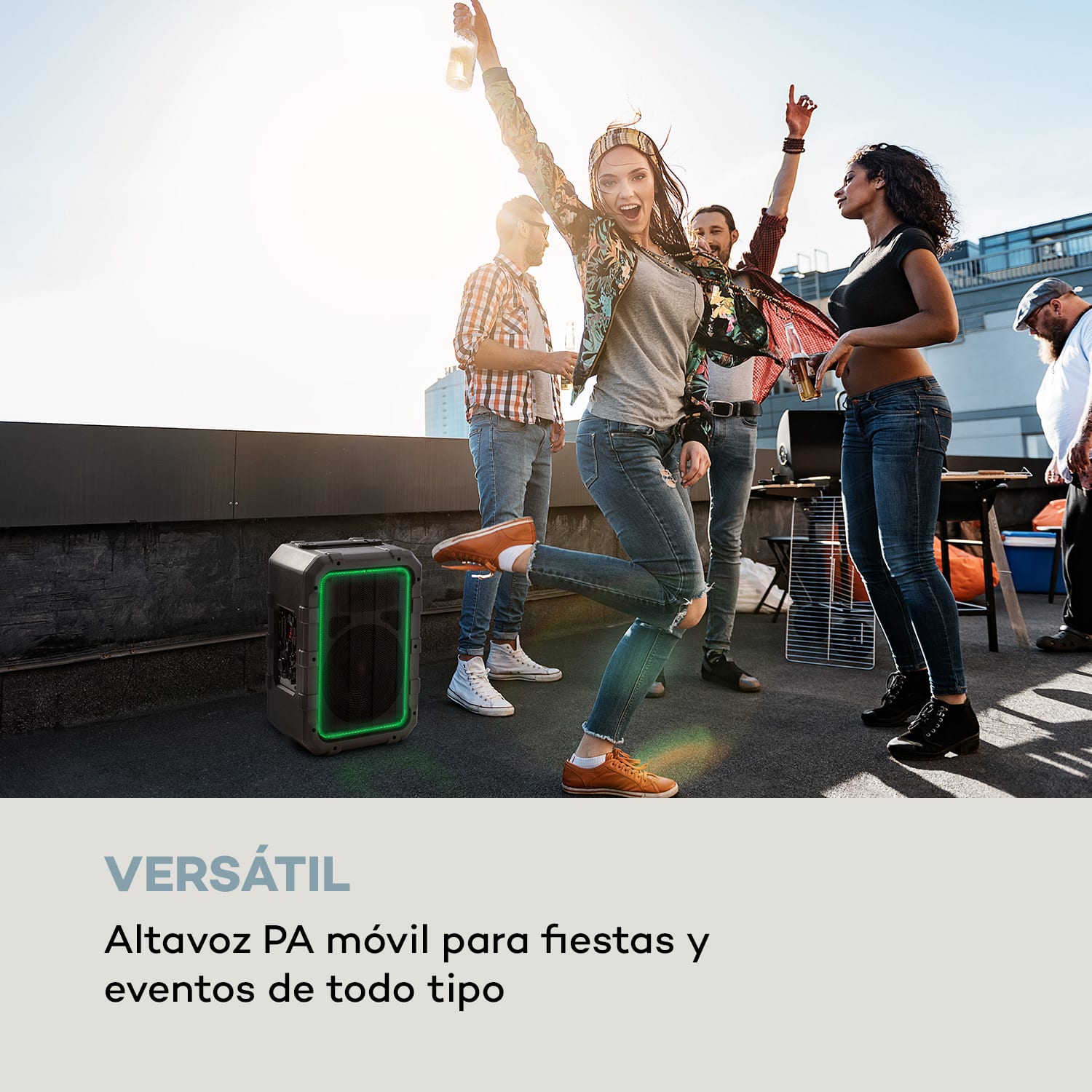 Spencer altavoz PA portátil 60 W BT impermeable según IPX4 Negro/gris